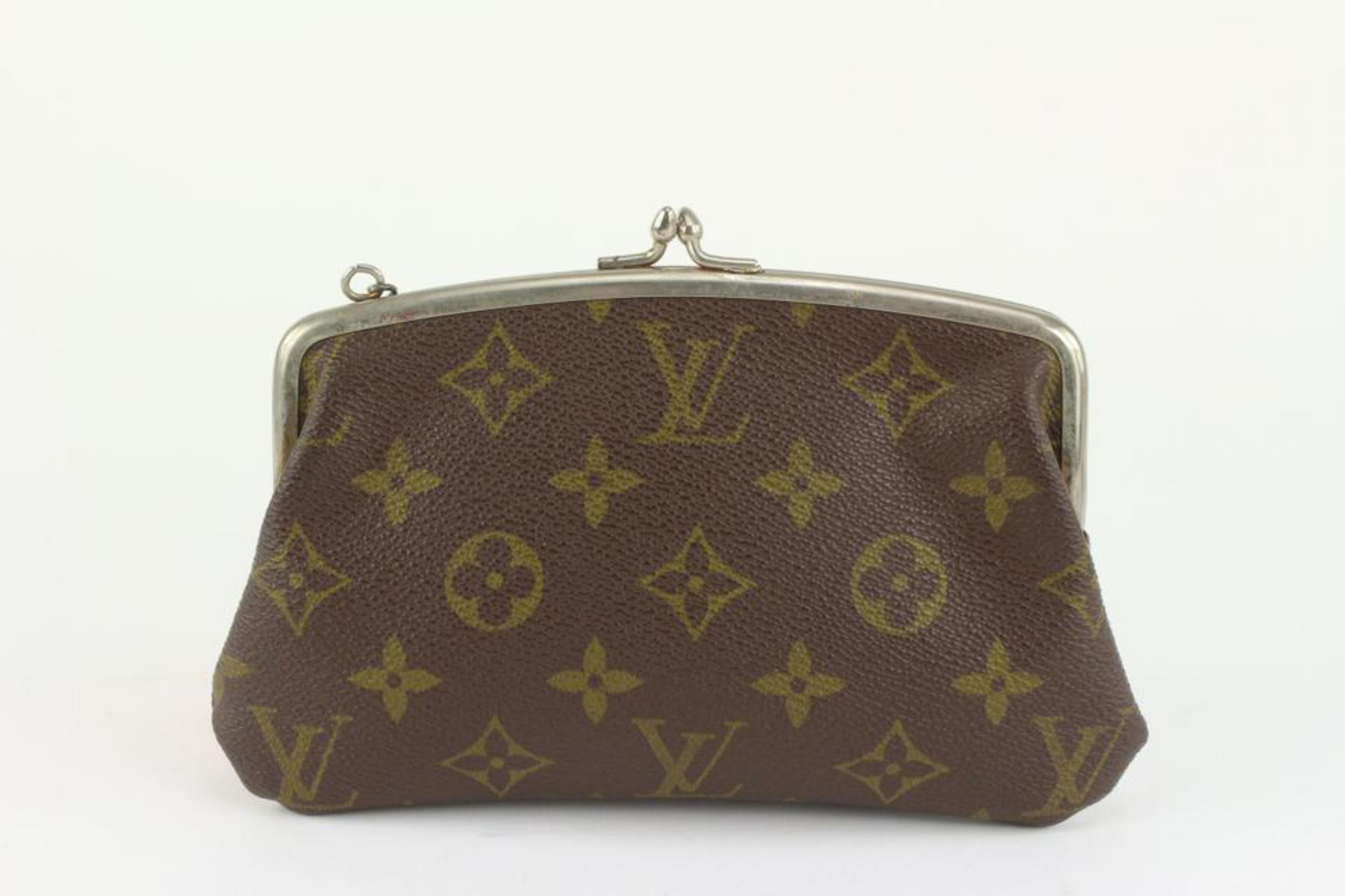 Women's Louis Vuitton Monogram Kisslock Pouch French Twist Purse 123lv37 For Sale