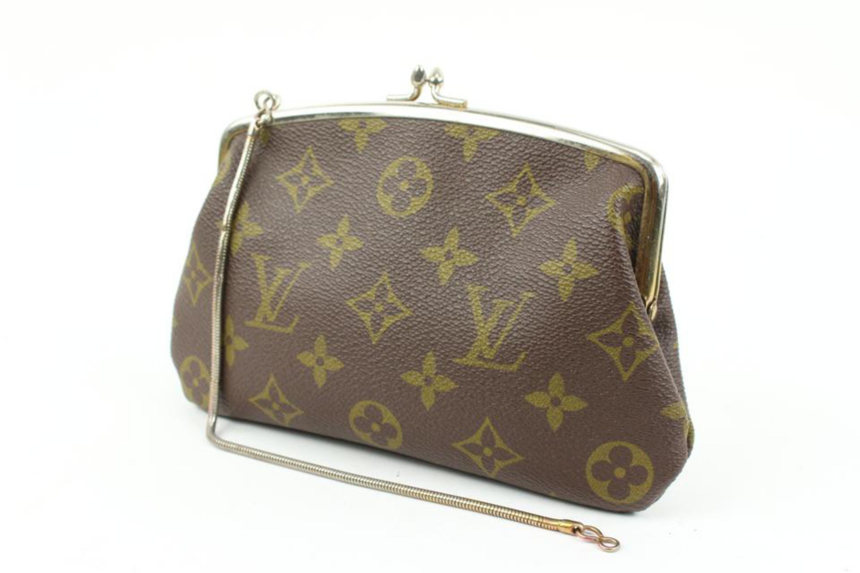 Louis Vuitton Monogram Kisslock Pouch French Twist Purse 8lv126s
Measurements: Length:  7.5