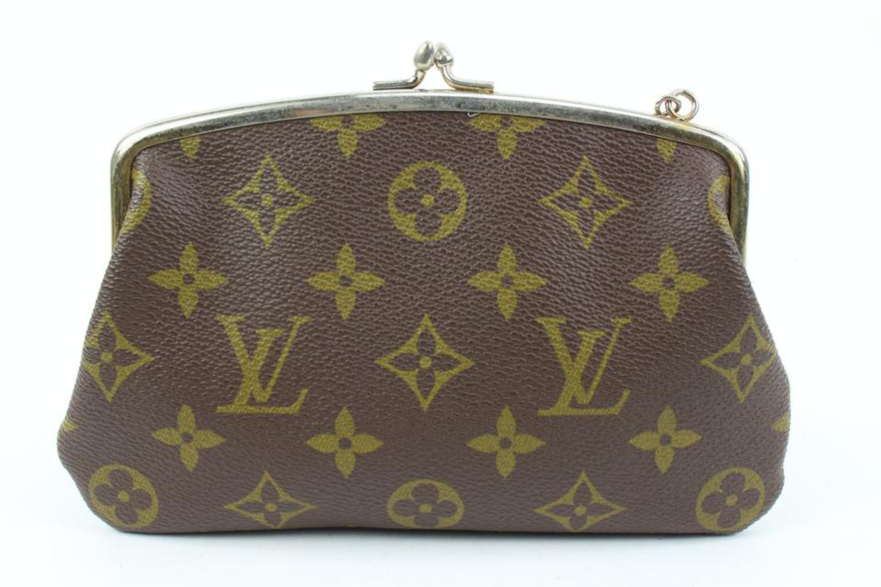 Gray Louis Vuitton Monogram Kisslock Pouch French Twist Purse 8lv126s