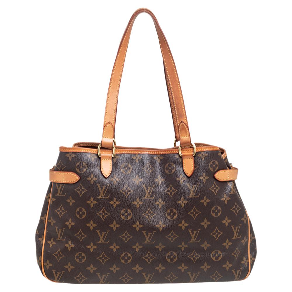Designed to be easy to carry, the Louis Vuitton Batignolles bag is cleverly designed to be a reliable accessory. Two shoulder straps ensure a comfortable drape and additional side gussets can make more room if necessary. Finished with gold-tone