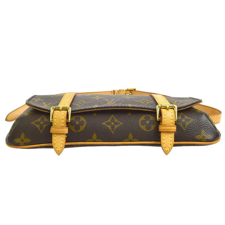 Louis Vuitton Monogram Leather Double Buckle Bum Fanny Pack Waist Belt Bag For Sale at 1stdibs