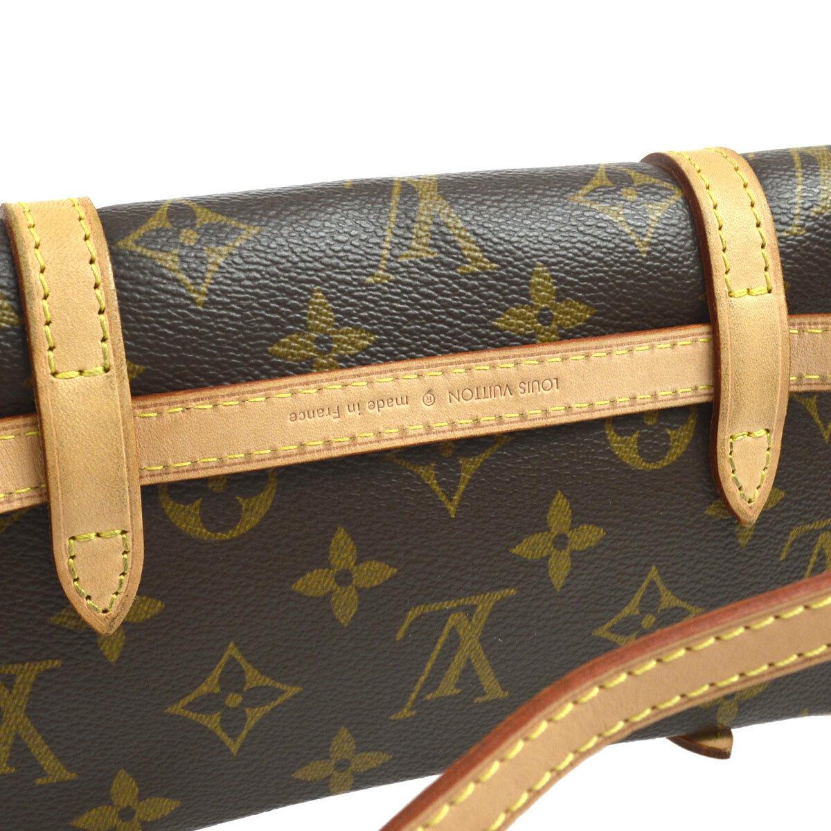 Brown Louis Vuitton Monogram Leather Double Buckle Bum Fanny Pack Waist Belt Bag