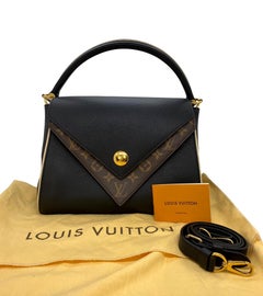 Louis Vuitton Monogram Leather Double V Crossbody Shoulder Bag with Charm