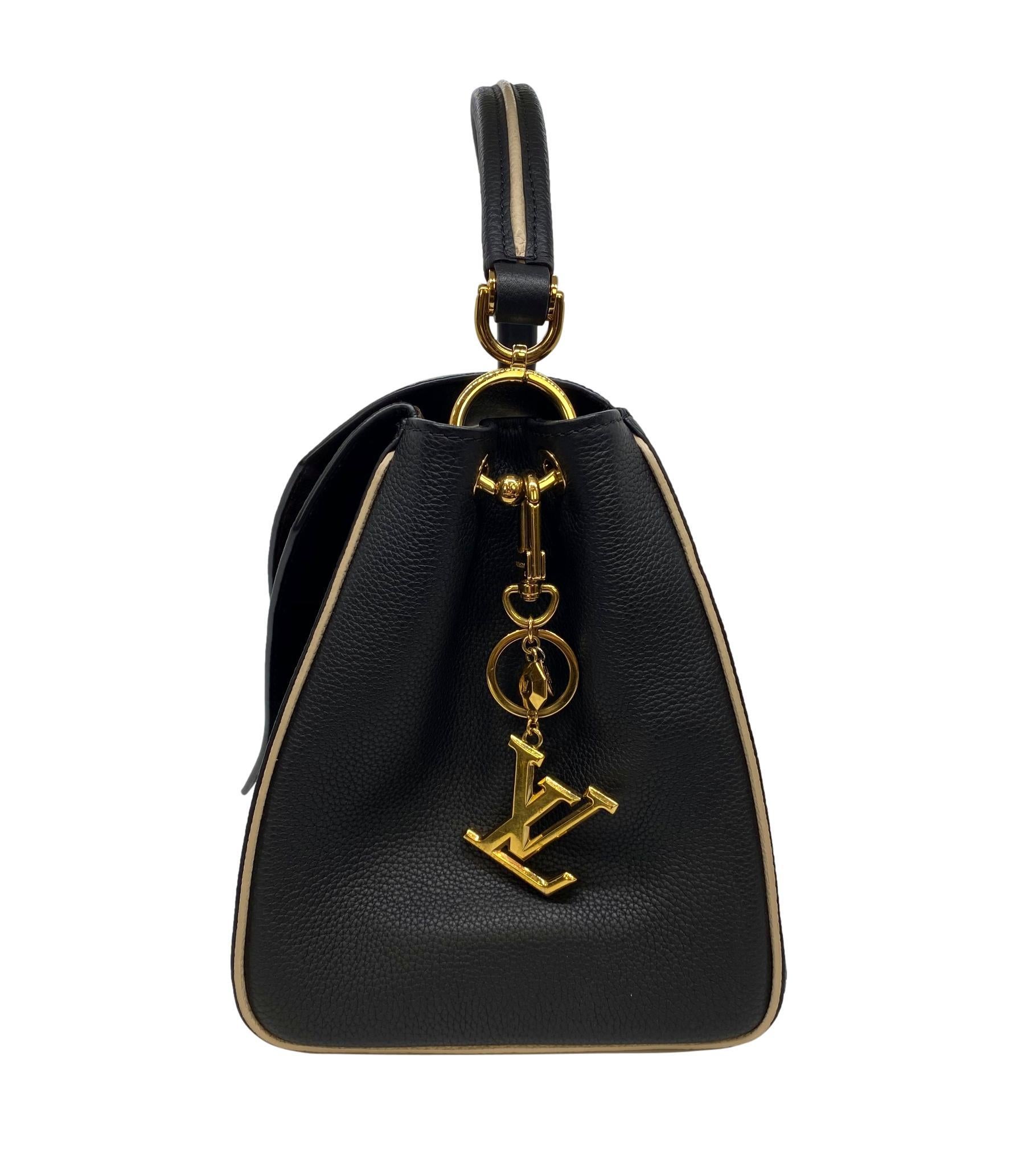 Black Louis Vuitton Monogram Leather Double V Crossbody Shoulder Bag with Charm
