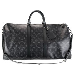 Louis Vuitton Monogram Leather Eclipse M40605 Keepall Bandouliere 55 Travel Bag