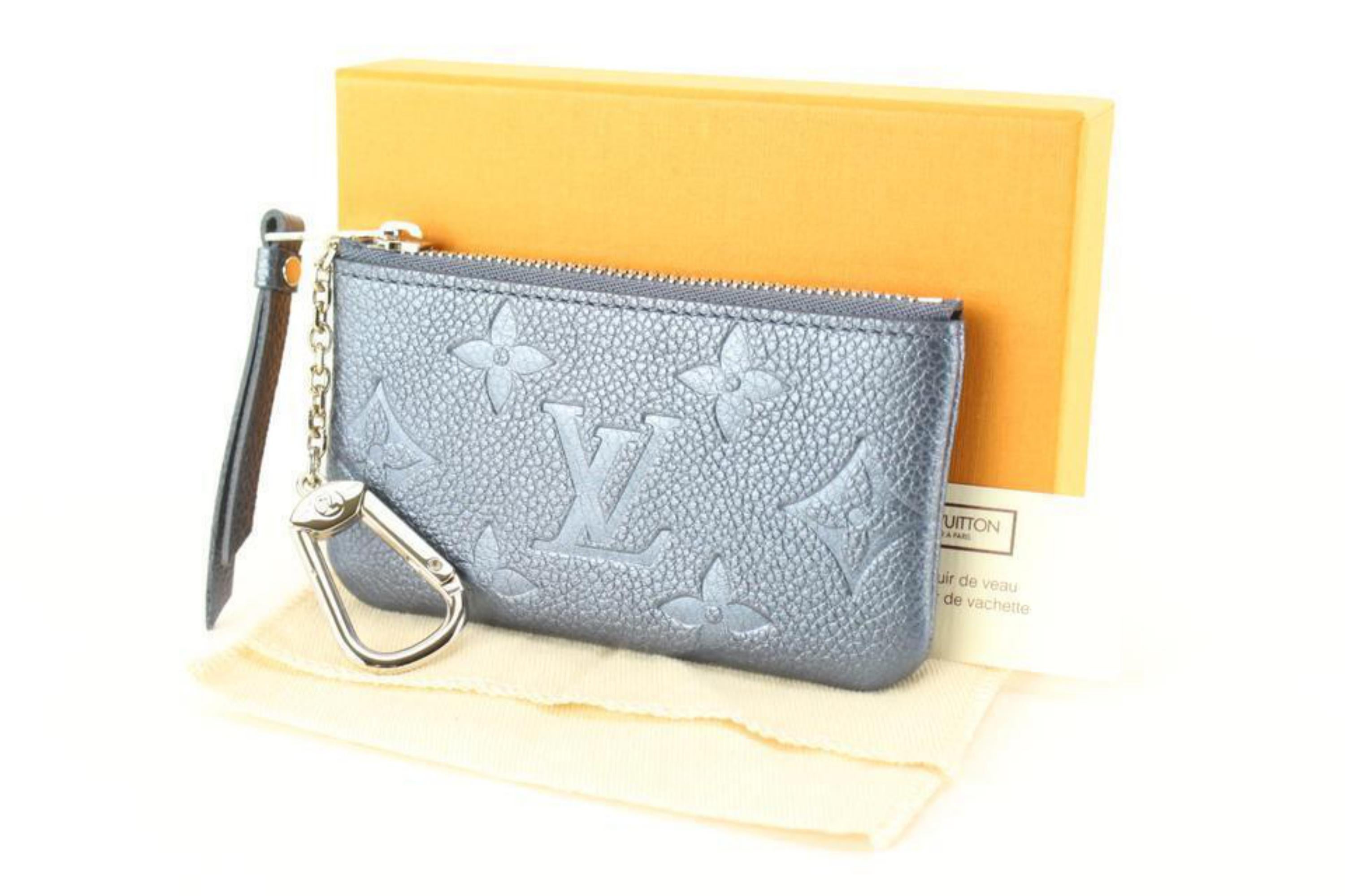 Louis Vuitton Monogram Leather Metallic Navy Nacre Empreinte Key Pouch Cles 34L2 4