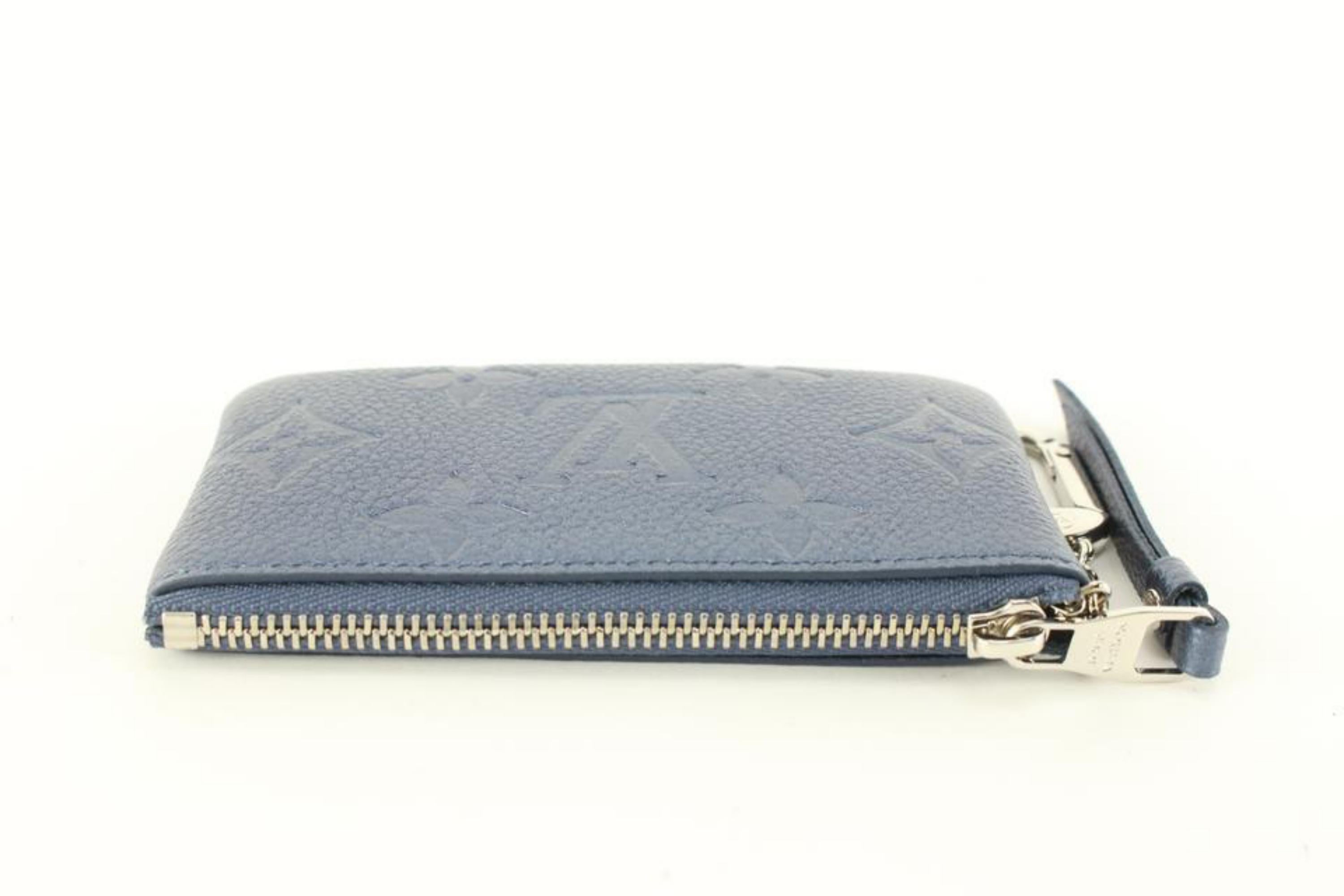 Louis Vuitton Monogram Leather Metallic Navy Nacre Empreinte Key Pouch Cles 34L2 In Excellent Condition In Dix hills, NY