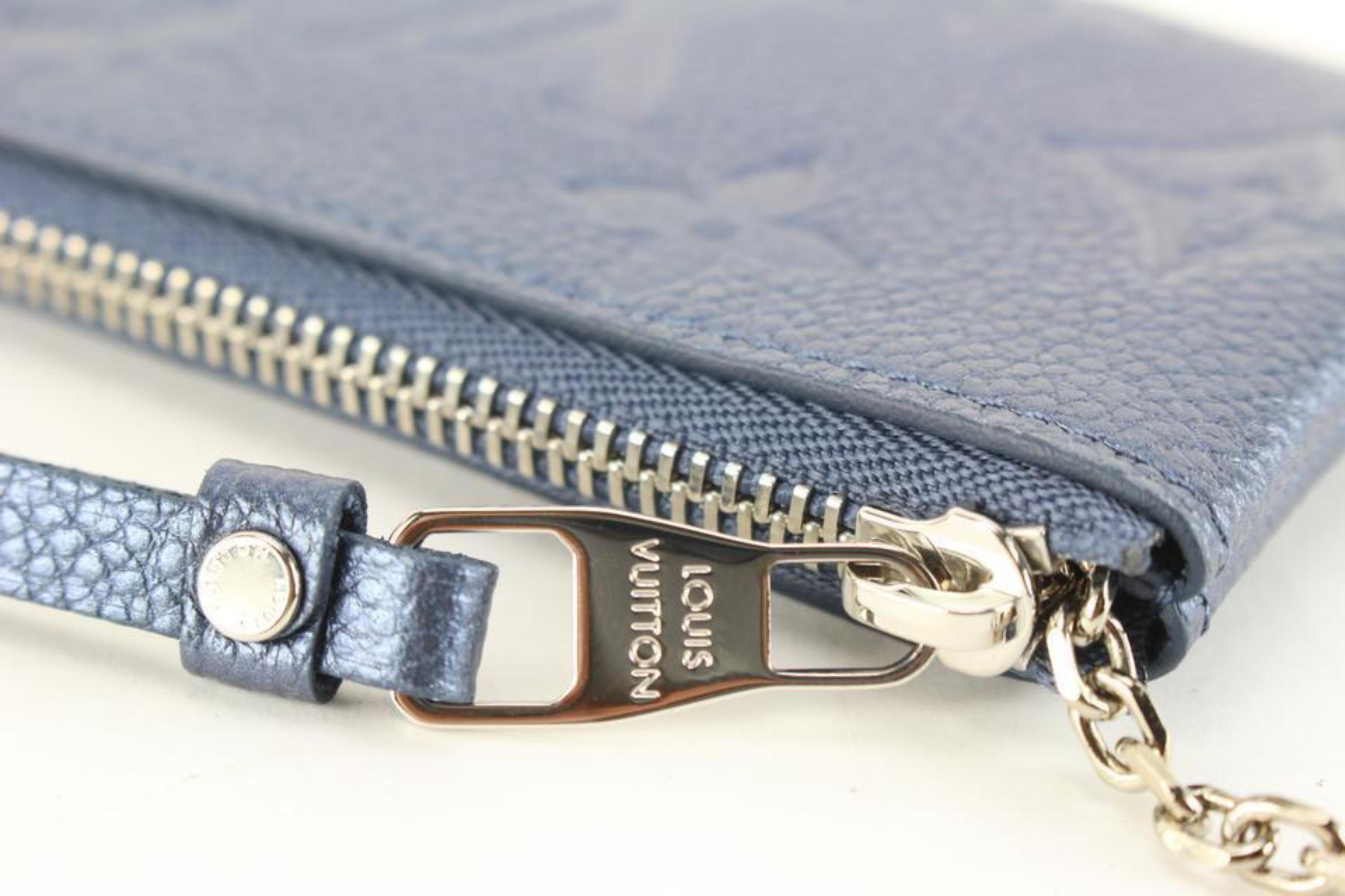 Women's Louis Vuitton Monogram Leather Metallic Navy Nacre Empreinte Key Pouch Cles 34L2