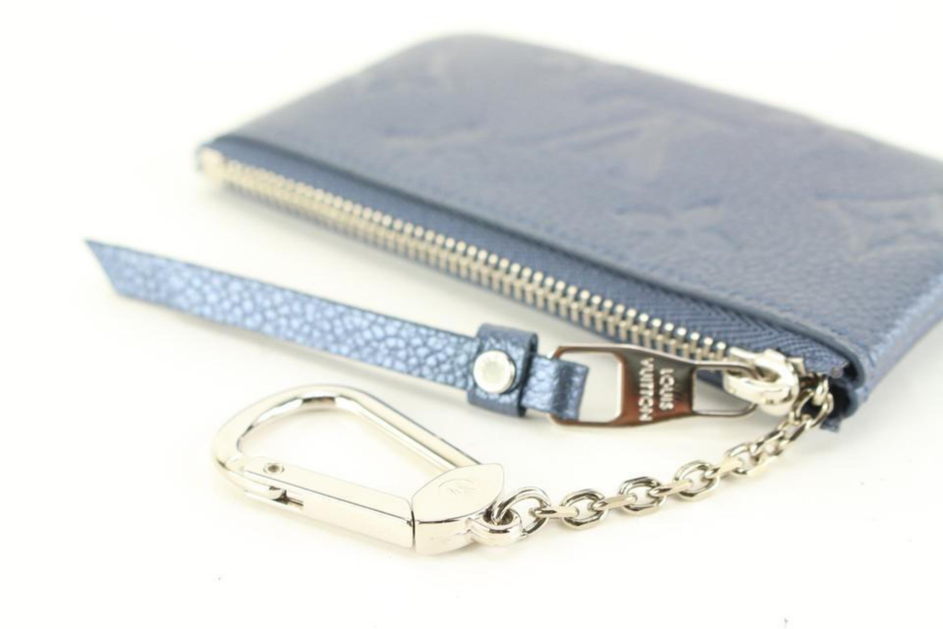 Louis Vuitton Monogram Leather Metallic Navy Nacre Empreinte Key Pouch Cles 34L2 3
