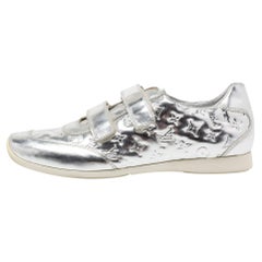 Used Louis Vuitton Monogram Leather Mirror Tennis Low Top Sneakers Size 40.5