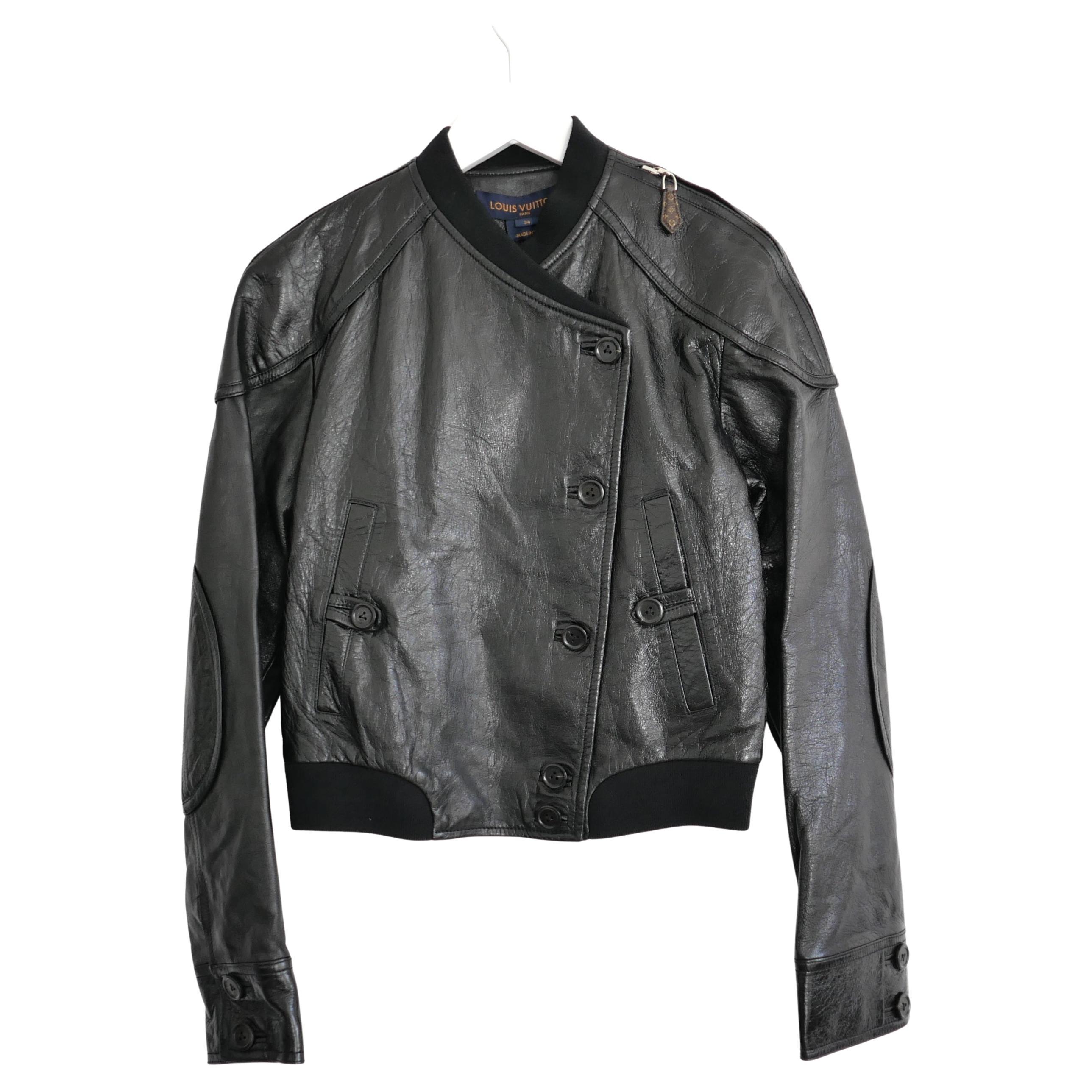 Louis Vuitton Monogram Lined Leather Bomber Jacket Resort 2019