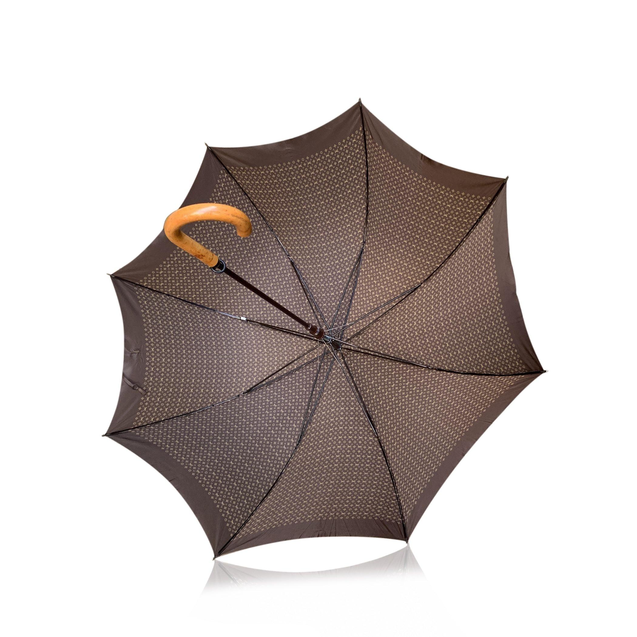 Louis Vuitton Monogram Logo LV Parasol Cane Umbrella Wood Handle 1
