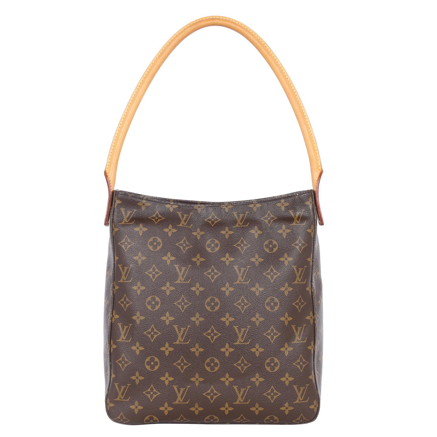 Authentic Louis Vuitton monogram canvas Looping GM shoulder bag. Features monogram canvas, movable leather looping shoulder strap, zipper top closure, large alcantara interior lining with a zipper and slip pocket.

Authenticity date code: SD0052 