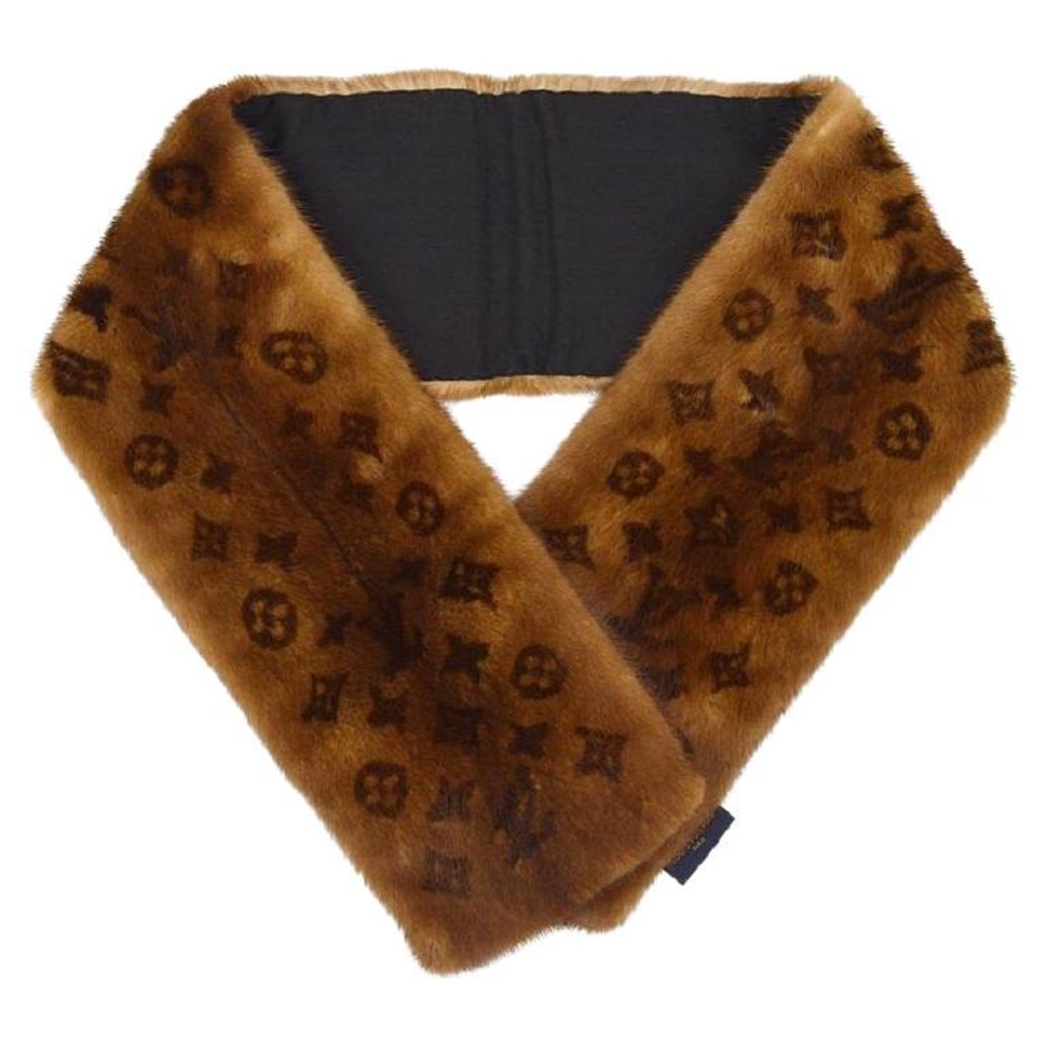 LOUIS VUITTON Louis Vuitton Monogram Logo Mink Fur Scarf For Sale at 1stDibs