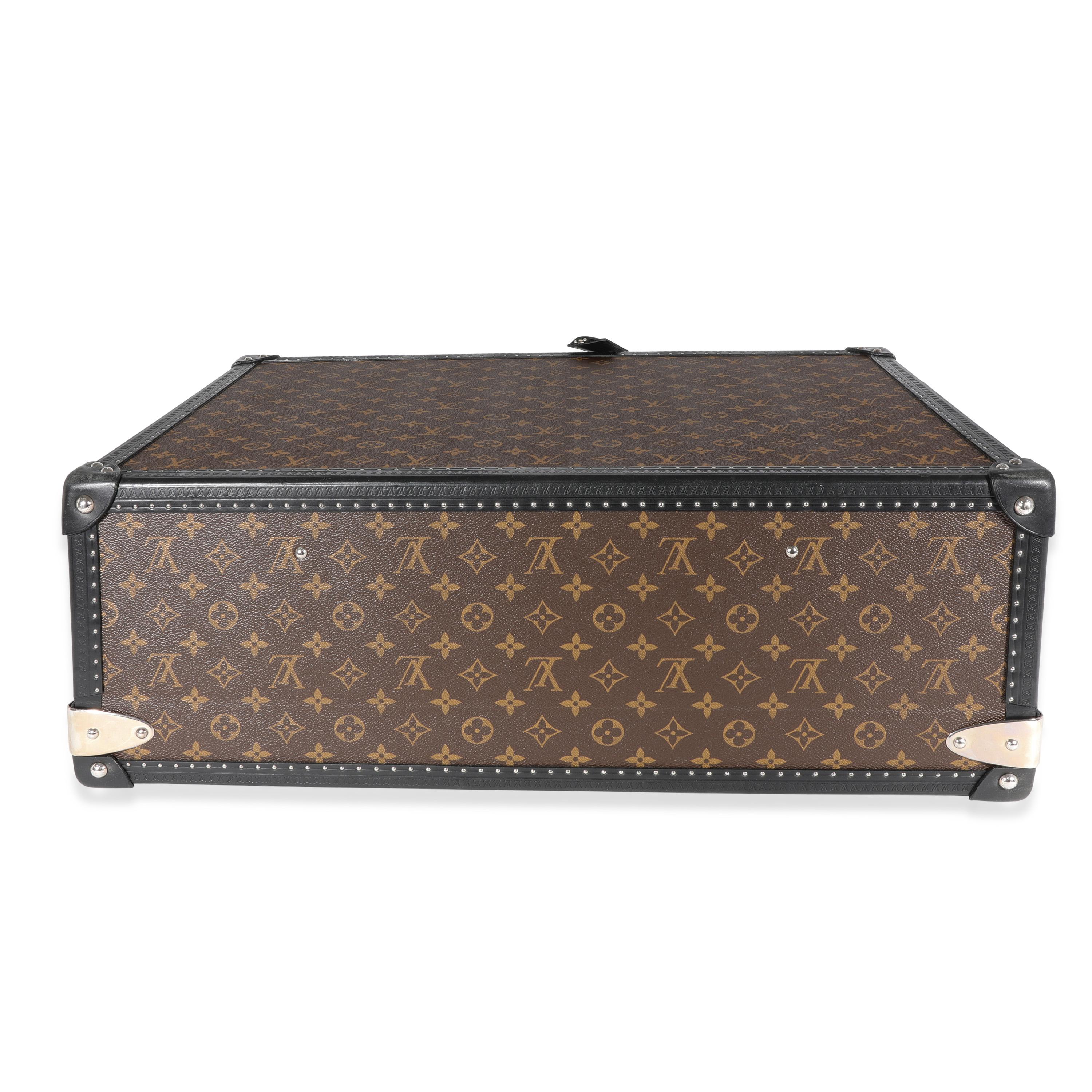 Louis Vuitton Monogram Macassar & Black Leather Alzer Trunk 60 In Good Condition For Sale In New York, NY