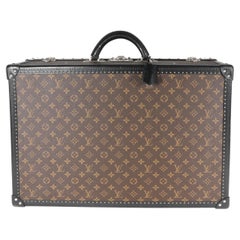 Louis Vuitton - Malle d'alzer en cuir noir et macassar avec monogramme 60