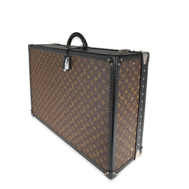Louis Vuitton Monogram Macassar & Black Leather Alzer Trunk 70 In Good Condition For Sale In New York, NY