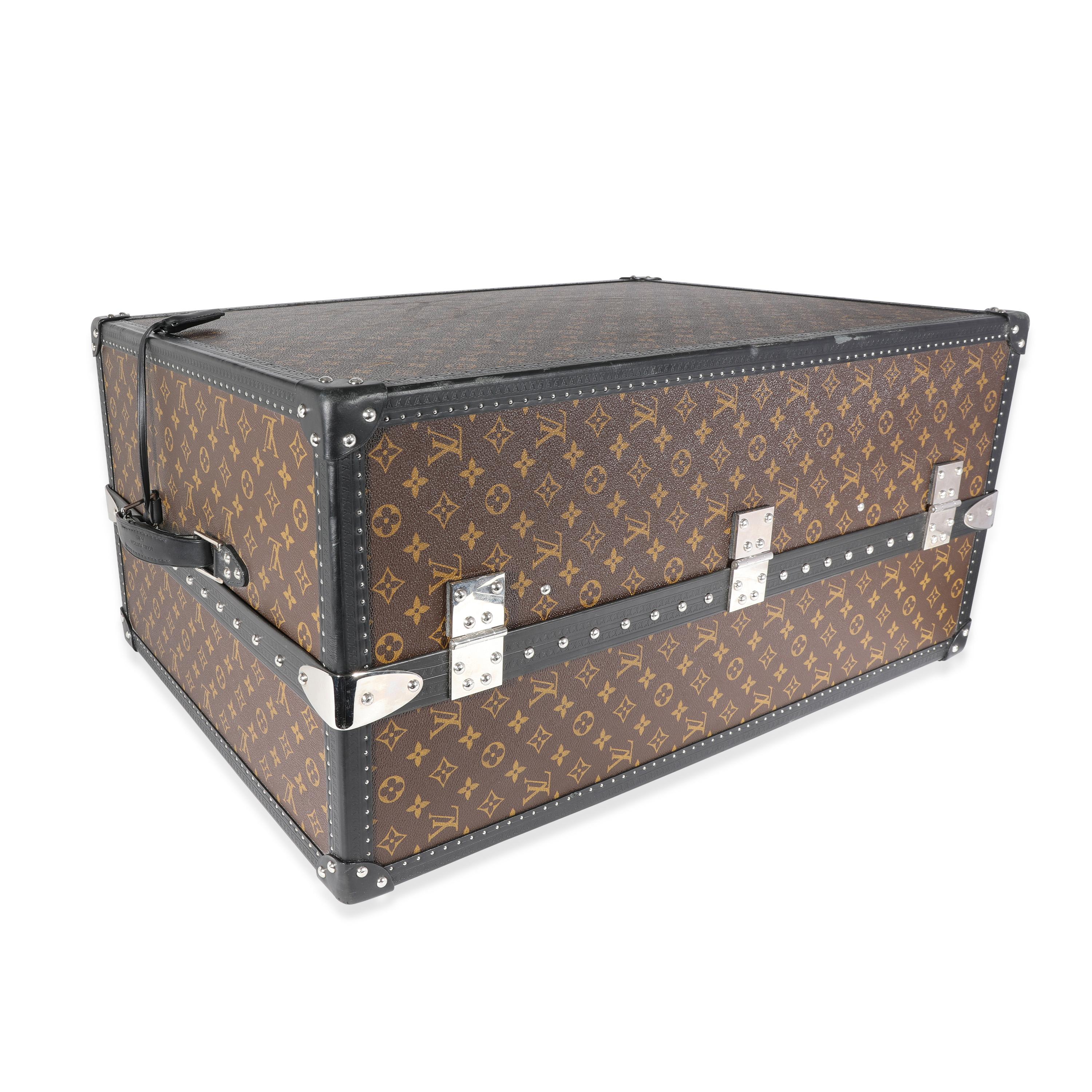 Louis Vuitton Monogram Macassar & Black Leather Custom 8 Compartment Shoe Trunk In Good Condition In New York, NY