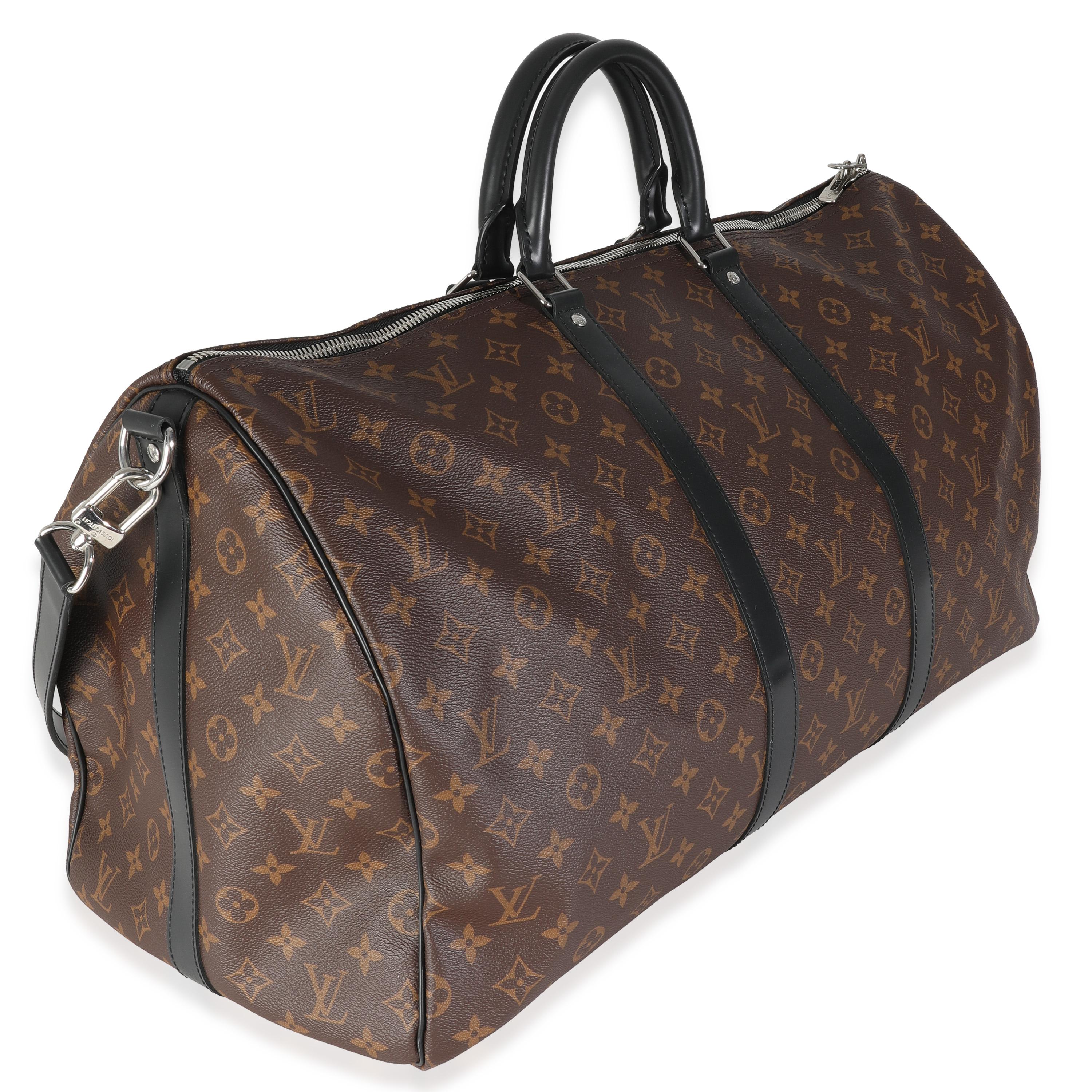 Black Louis Vuitton Monogram Macassar Canvas Keepall Bandouliere 55
