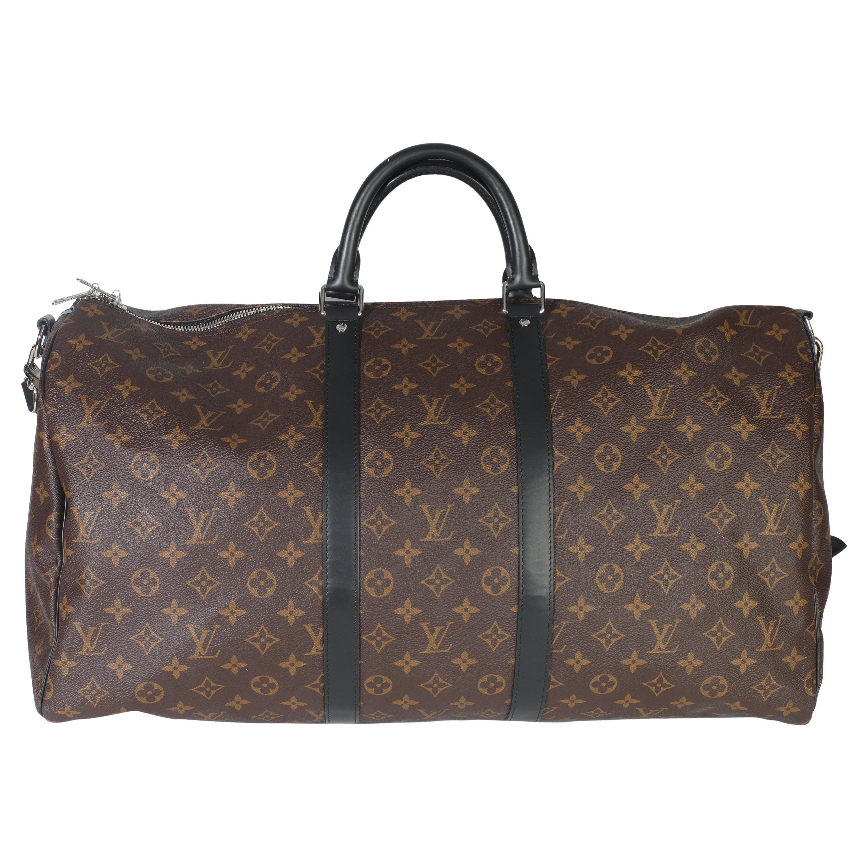 Louis Vuitton Monogram Macassar Canvas Keepall Bandouliere 55
