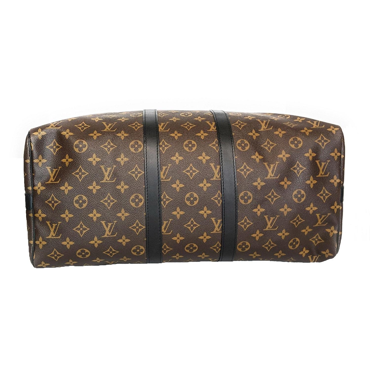Black Louis Vuitton Monogram Macassar Keepall 45 Bandouliere Bag