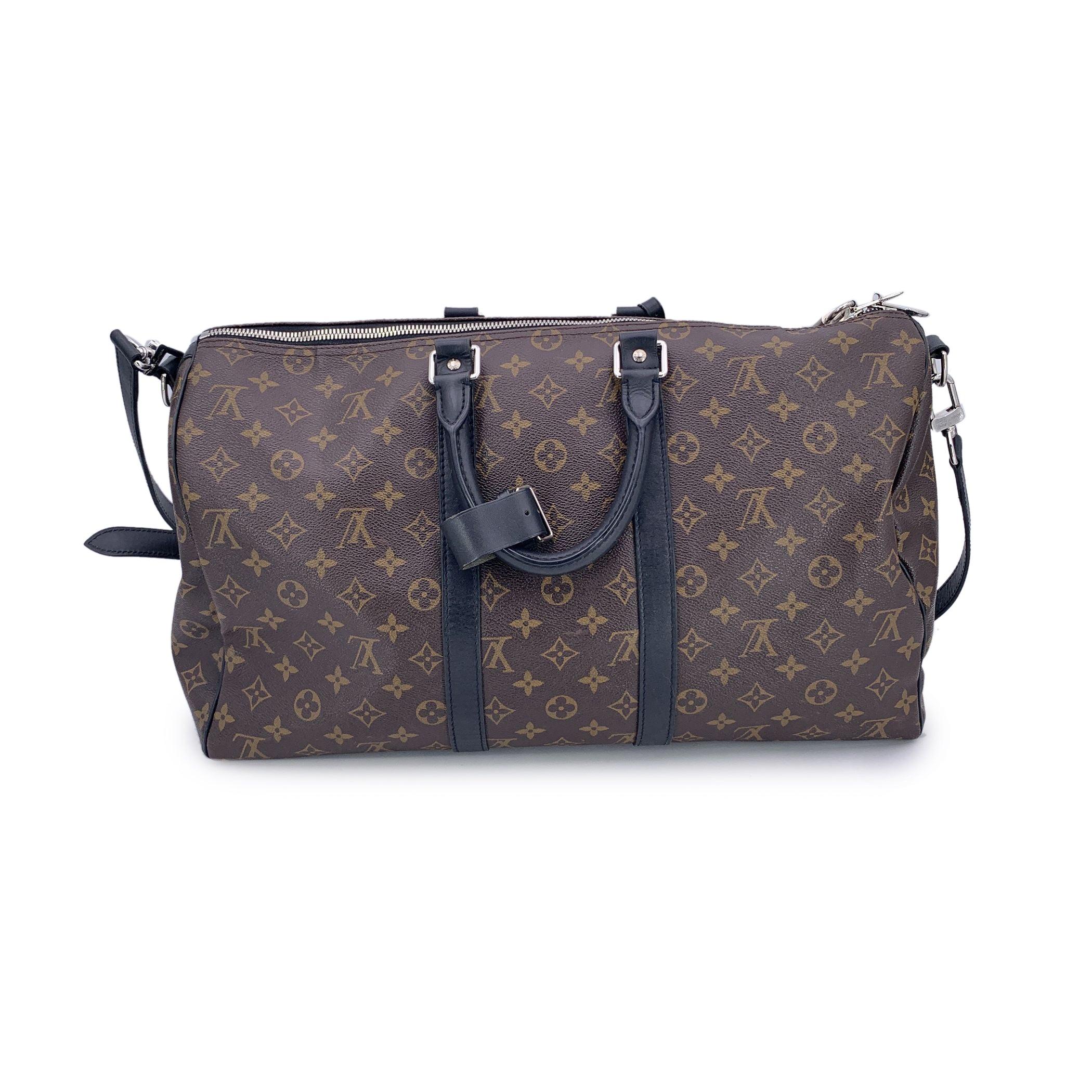 Louis Vuitton Monogram Macassar Keepall Bandouliere 45 Reisetasche (Schwarz) im Angebot