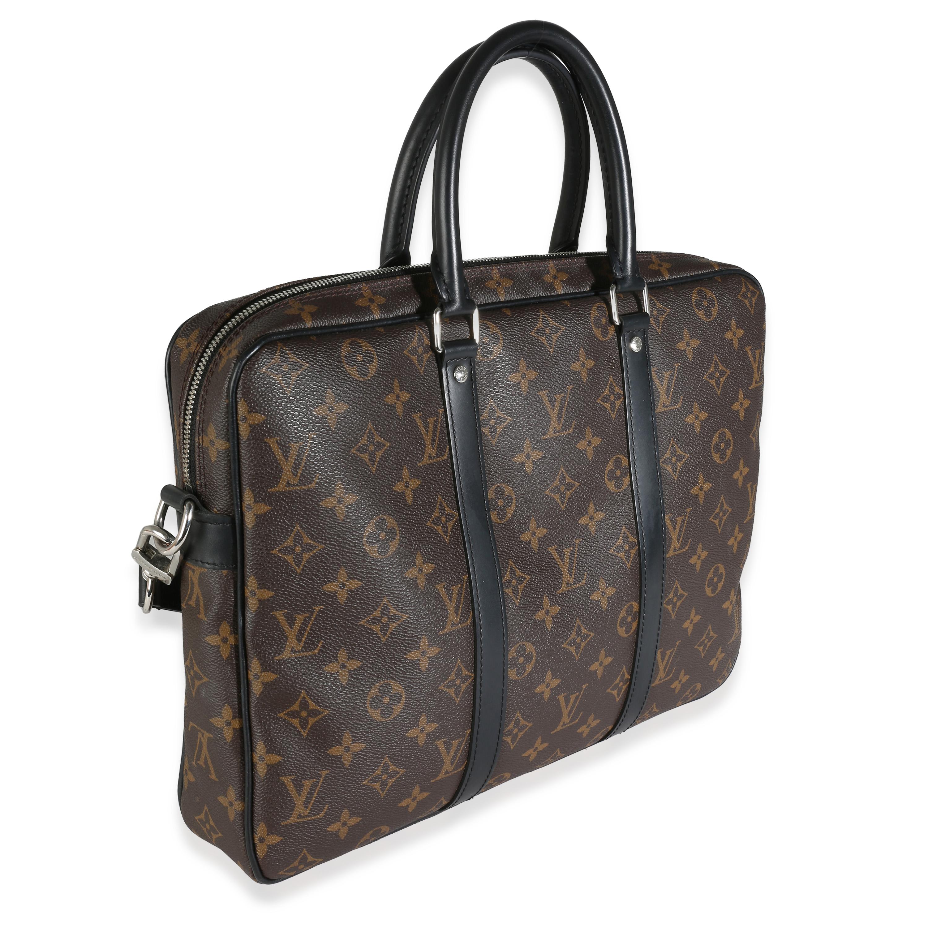 Louis Vuitton Monogramm Makassar Porte Documents Voyage PM (Schwarz) im Angebot