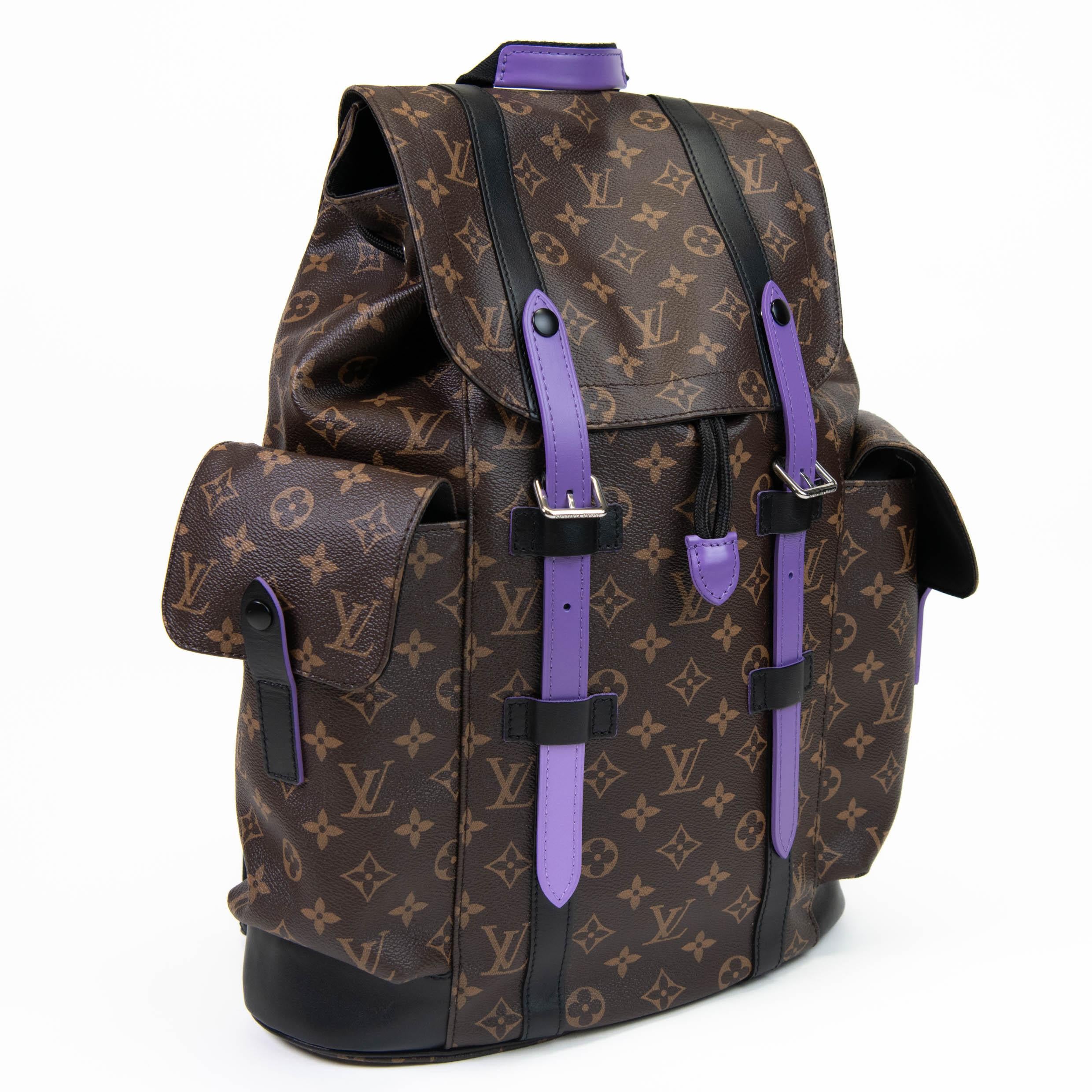 Black Louis Vuitton Monogram Macassar Purple Christopher MM Backpack