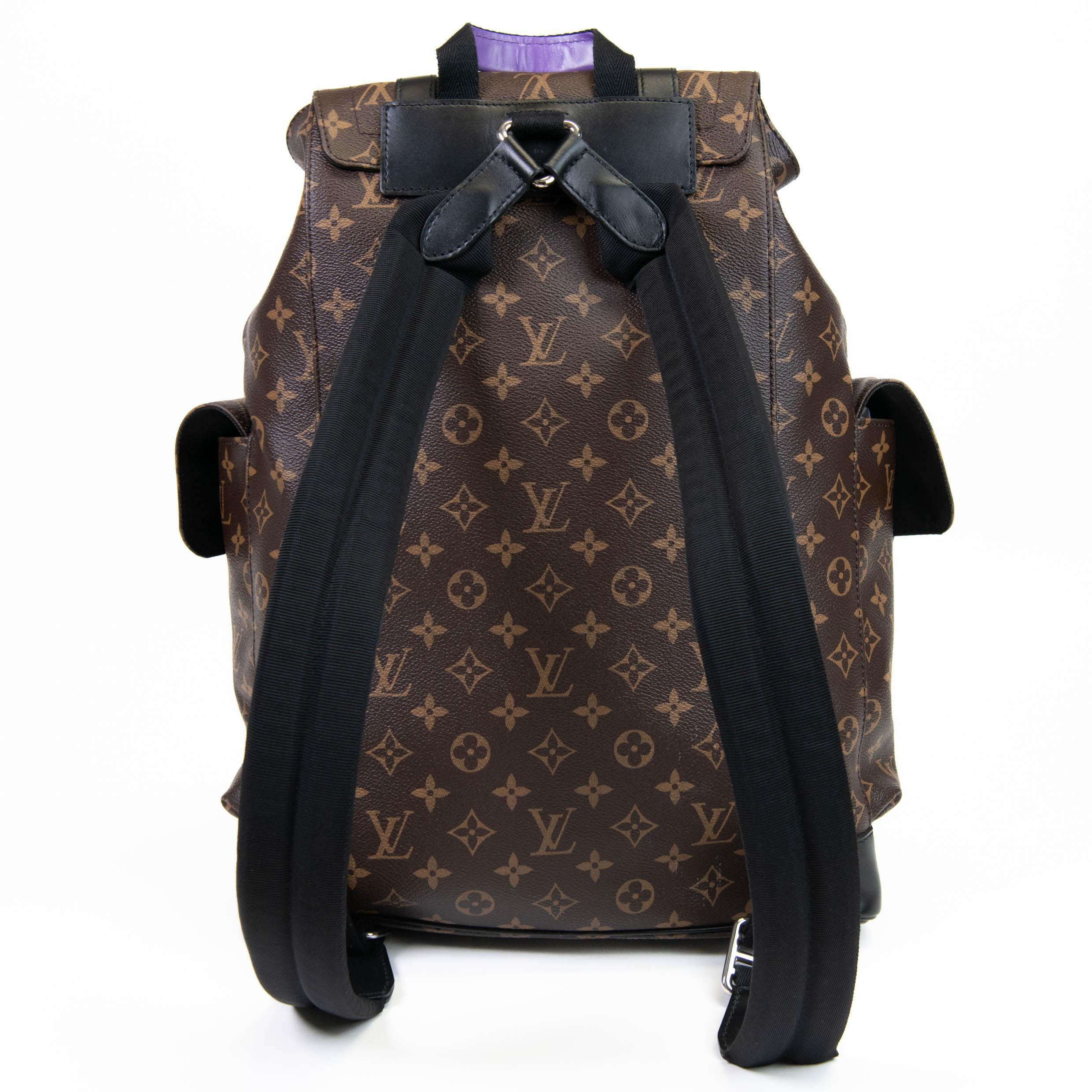 Louis Vuitton Monogram Macassar Purple Christopher MM Backpack In Excellent Condition In Corona Del Mar, CA