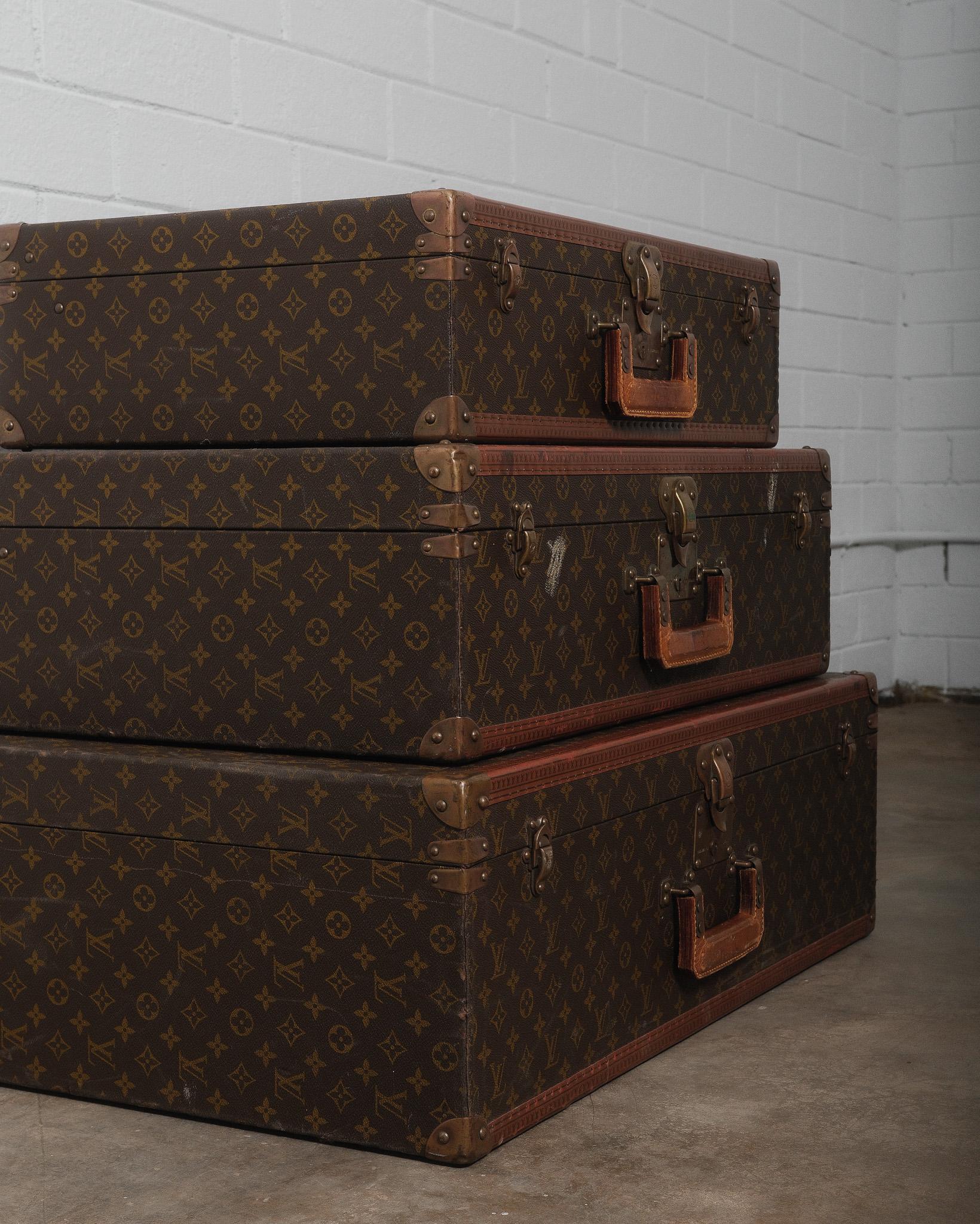 XX secolo Louis Vuitton Monogram Macassar Square Handled Alzer Cases Set of 3 in vendita