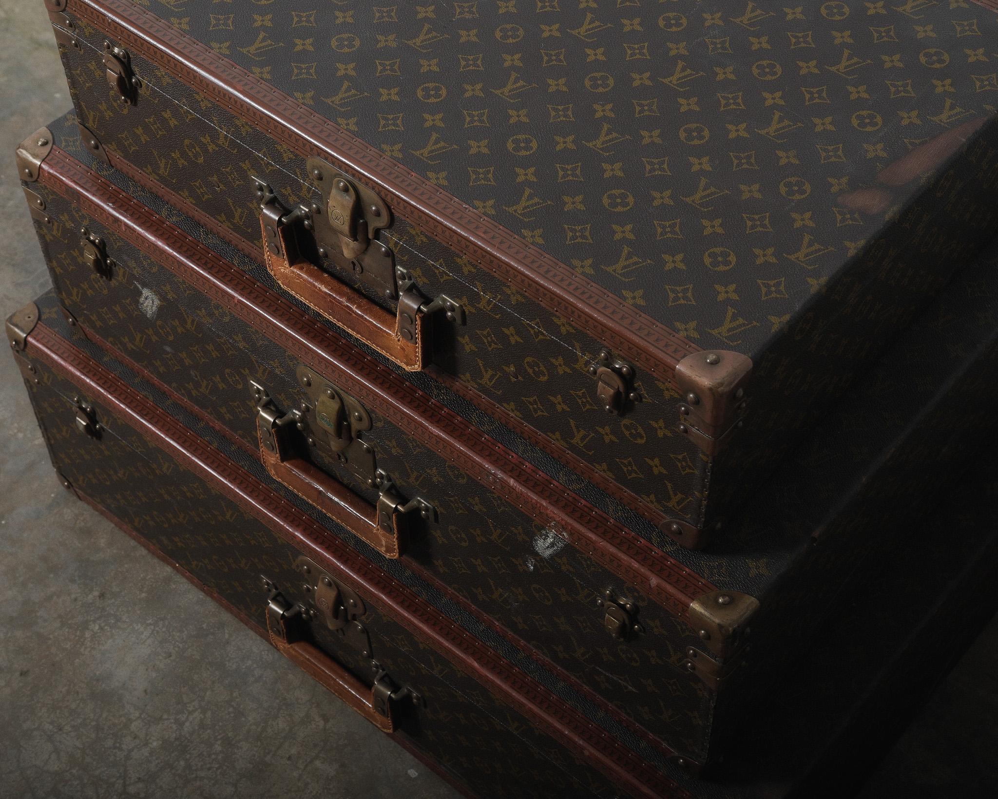 Louis Vuitton Monogram Macassar Square Handled Alzer Cases Set of 3 in vendita 1