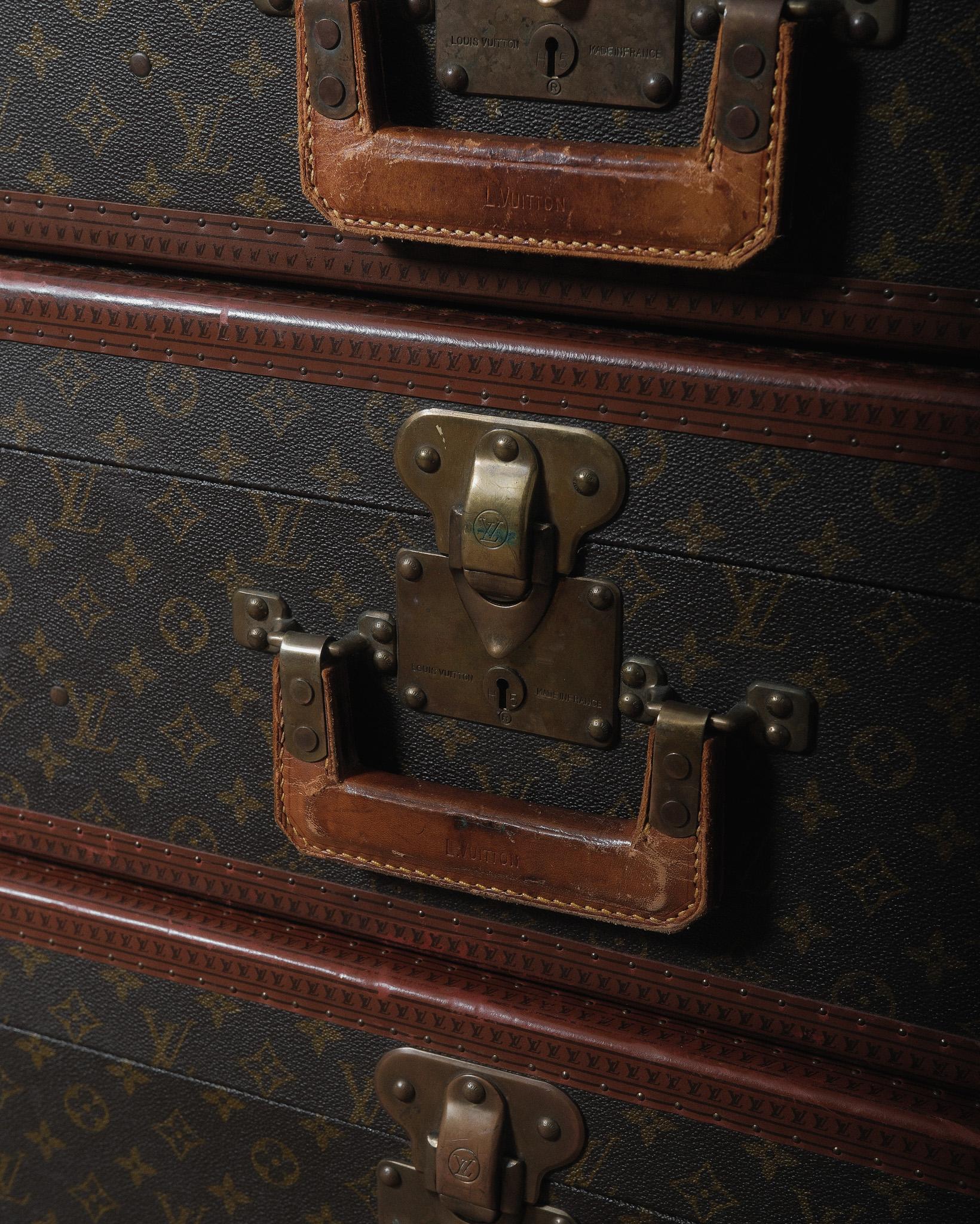 Louis Vuitton Monogram Macassar Square Handled Alzer Cases Set of 3 in vendita 2