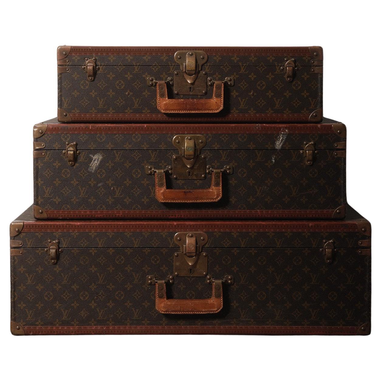 Louis Vuitton Monogram Macassar Square Handled Alzer Cases Set of 3