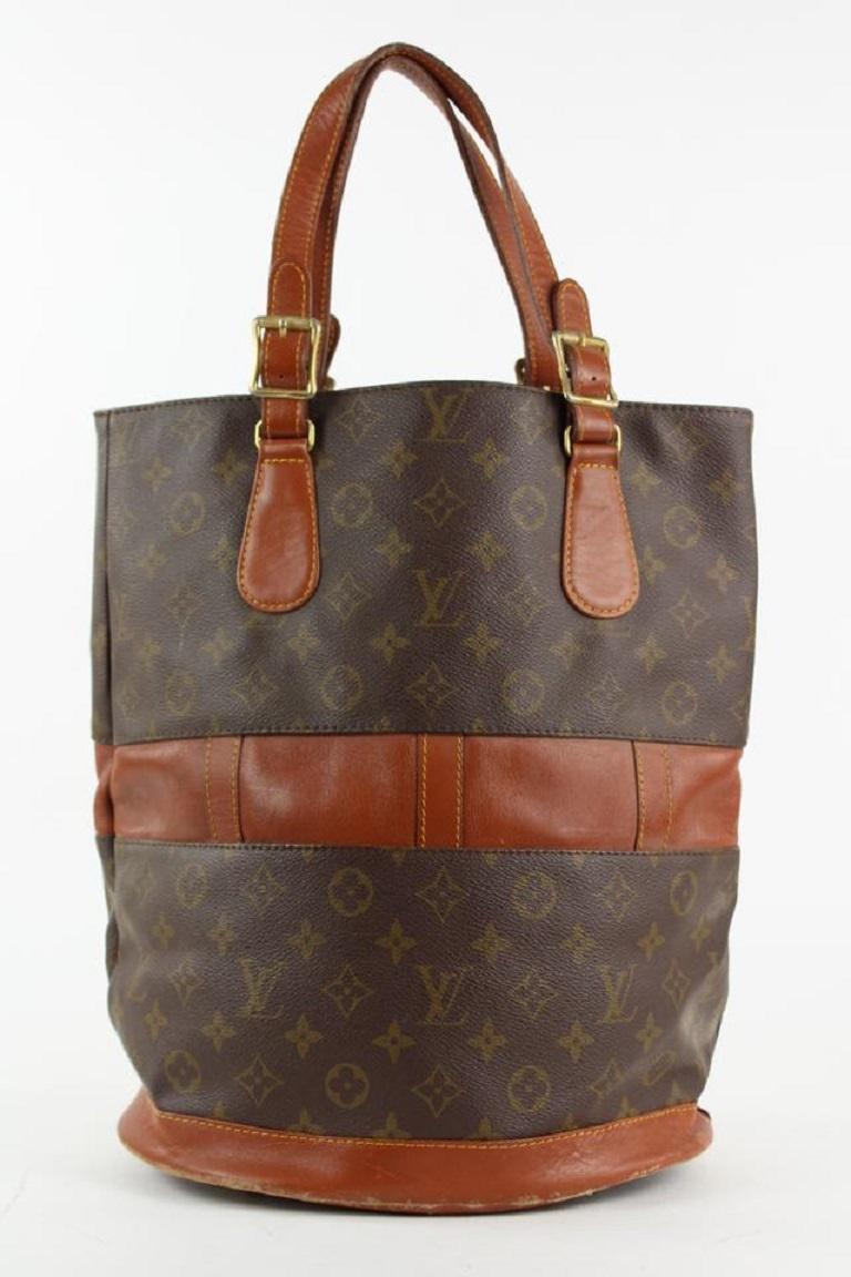Brown Louis Vuitton Monogram Marais Bucket GM Tote Bag 4lvs1224 For Sale