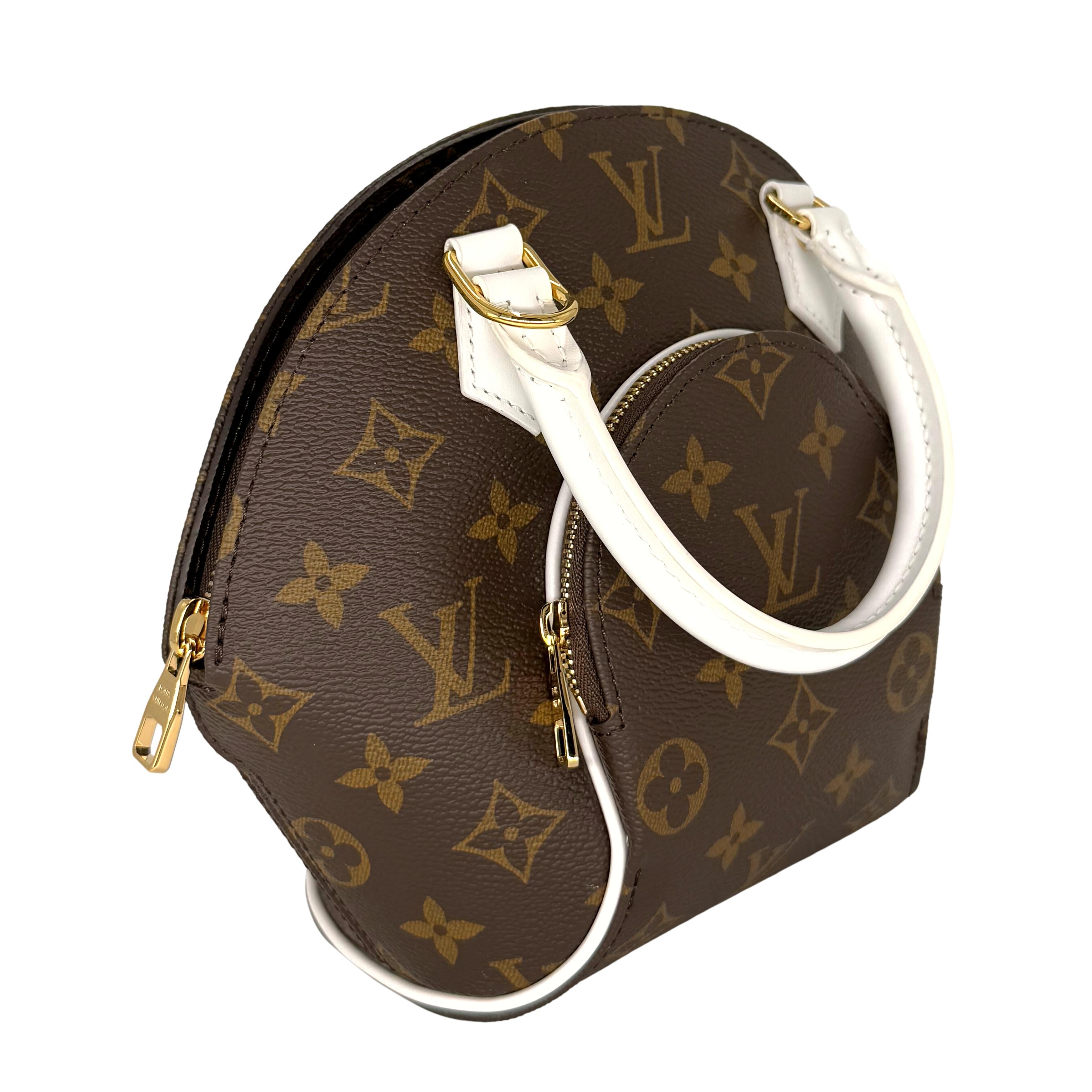 Brown Louis Vuitton Monogram Match Ellipse BB Crossbody Top Handle Bag, France 2022. For Sale