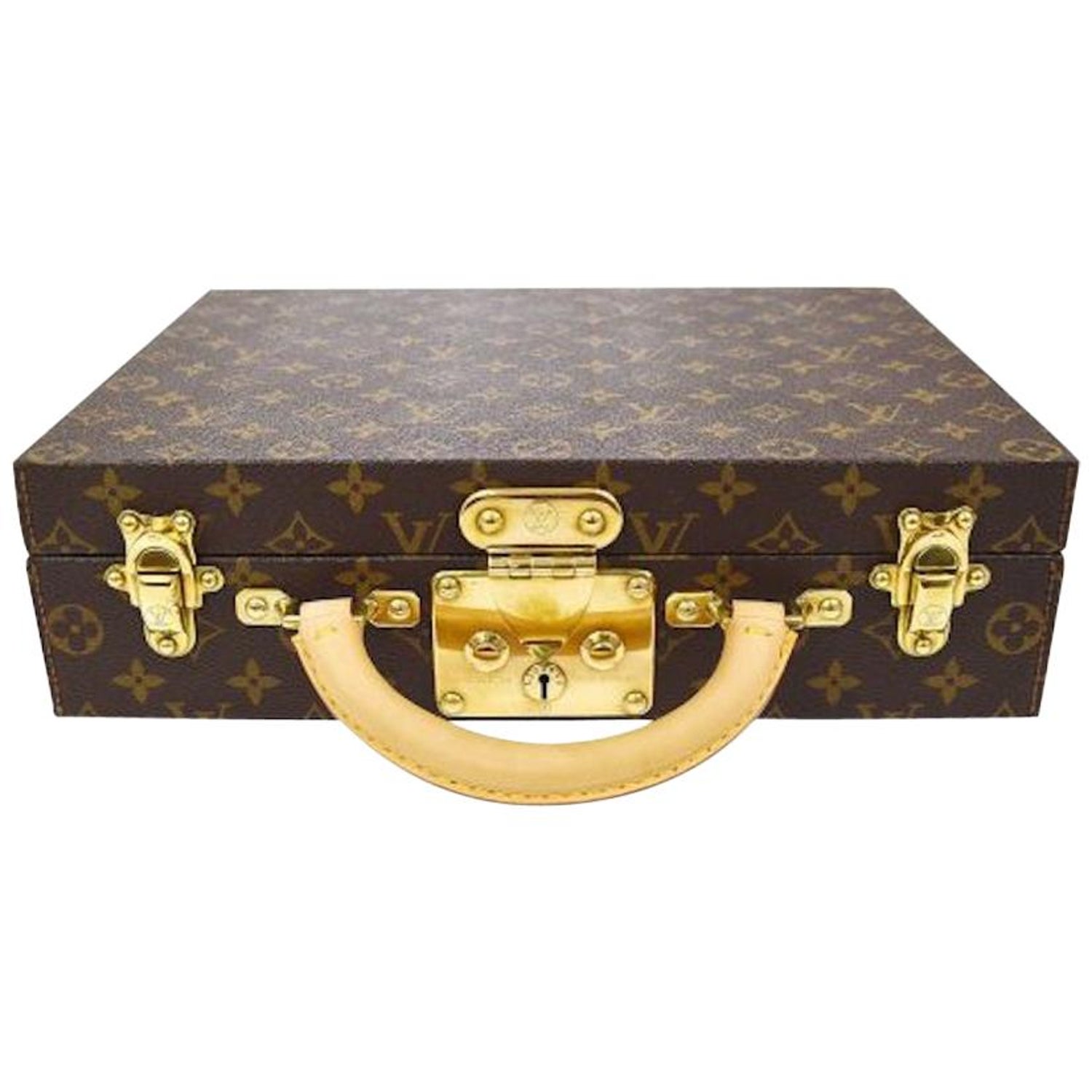 Louis Vuitton Monogram Men's Women's Jewelry Watch Vanity Travel Trunk Case  at 1stDibs