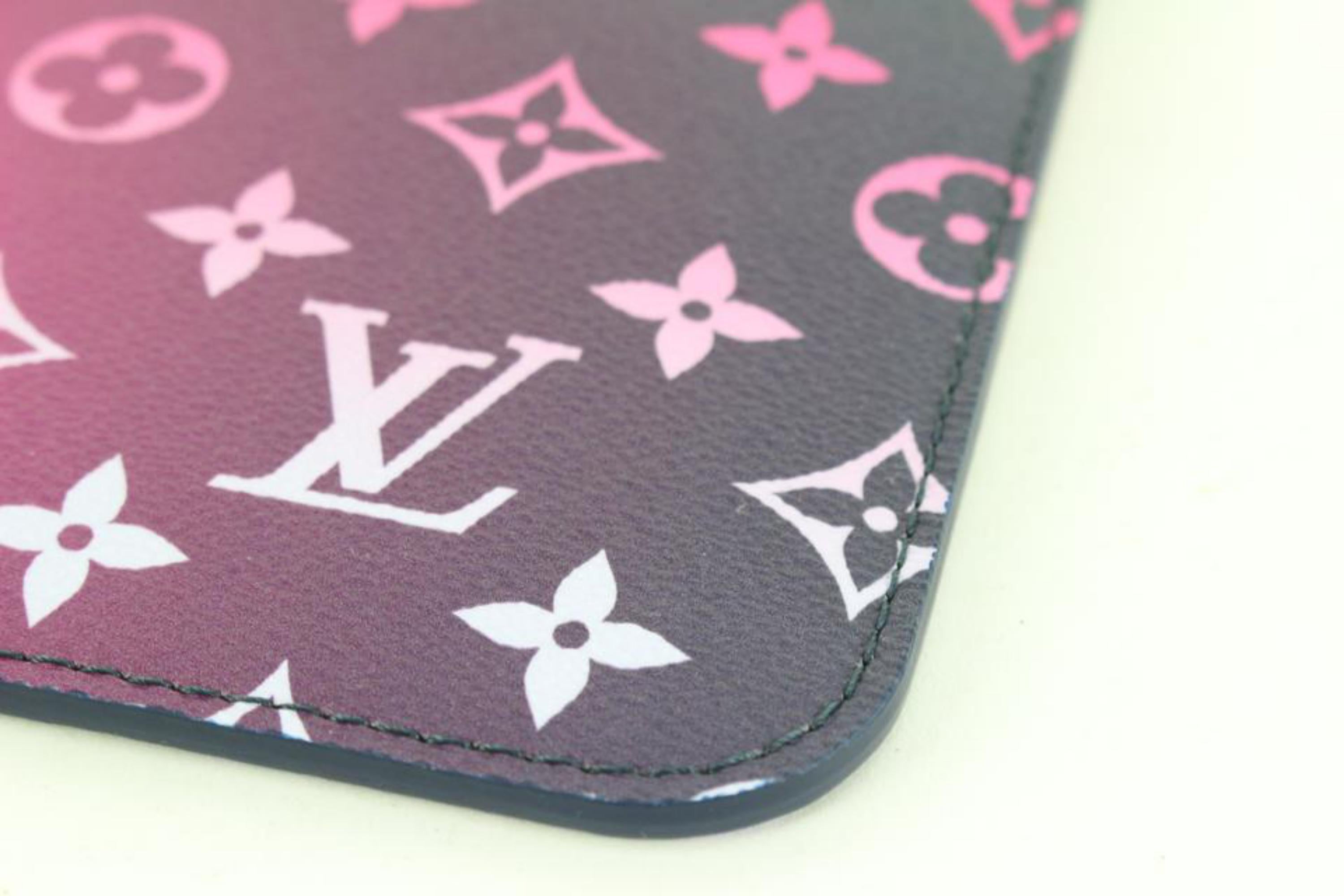 Purple Louis Vuitton Monogram Midnight Fuchsia Neverfull Pochette MM Wristlet 42lk511s