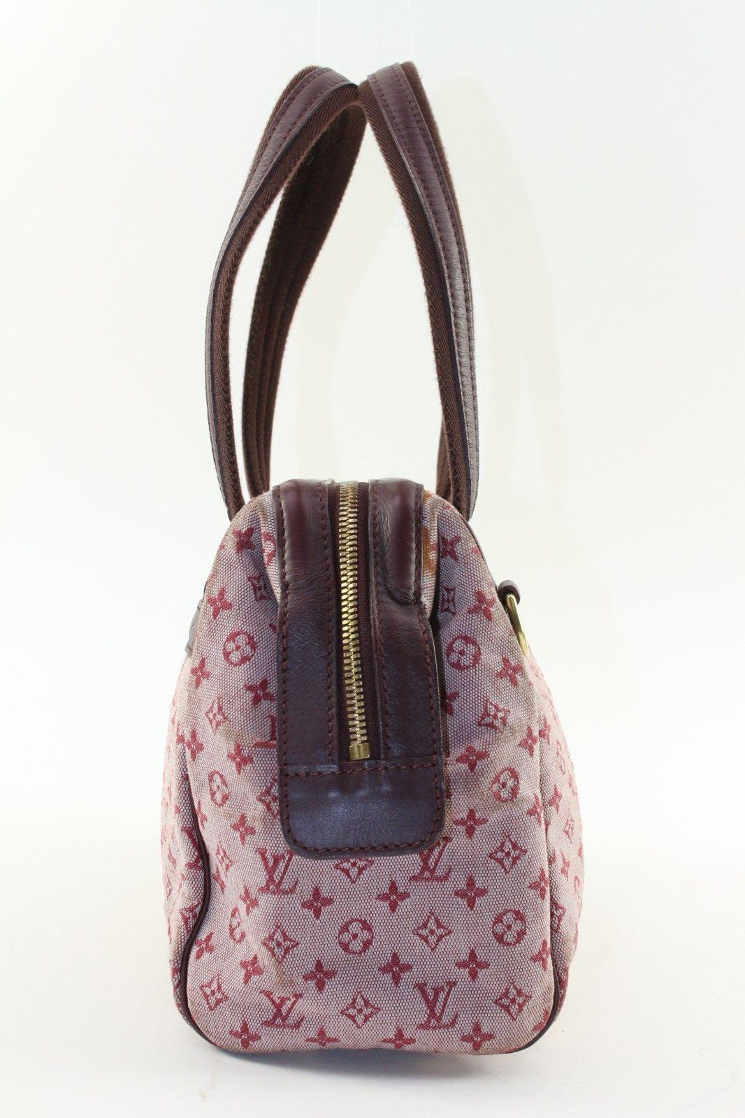 LOUIS VUITTON Monogram Mini Lin Josephine Boston Bag Bordeaux x Pink 9LV1222K For Sale 6