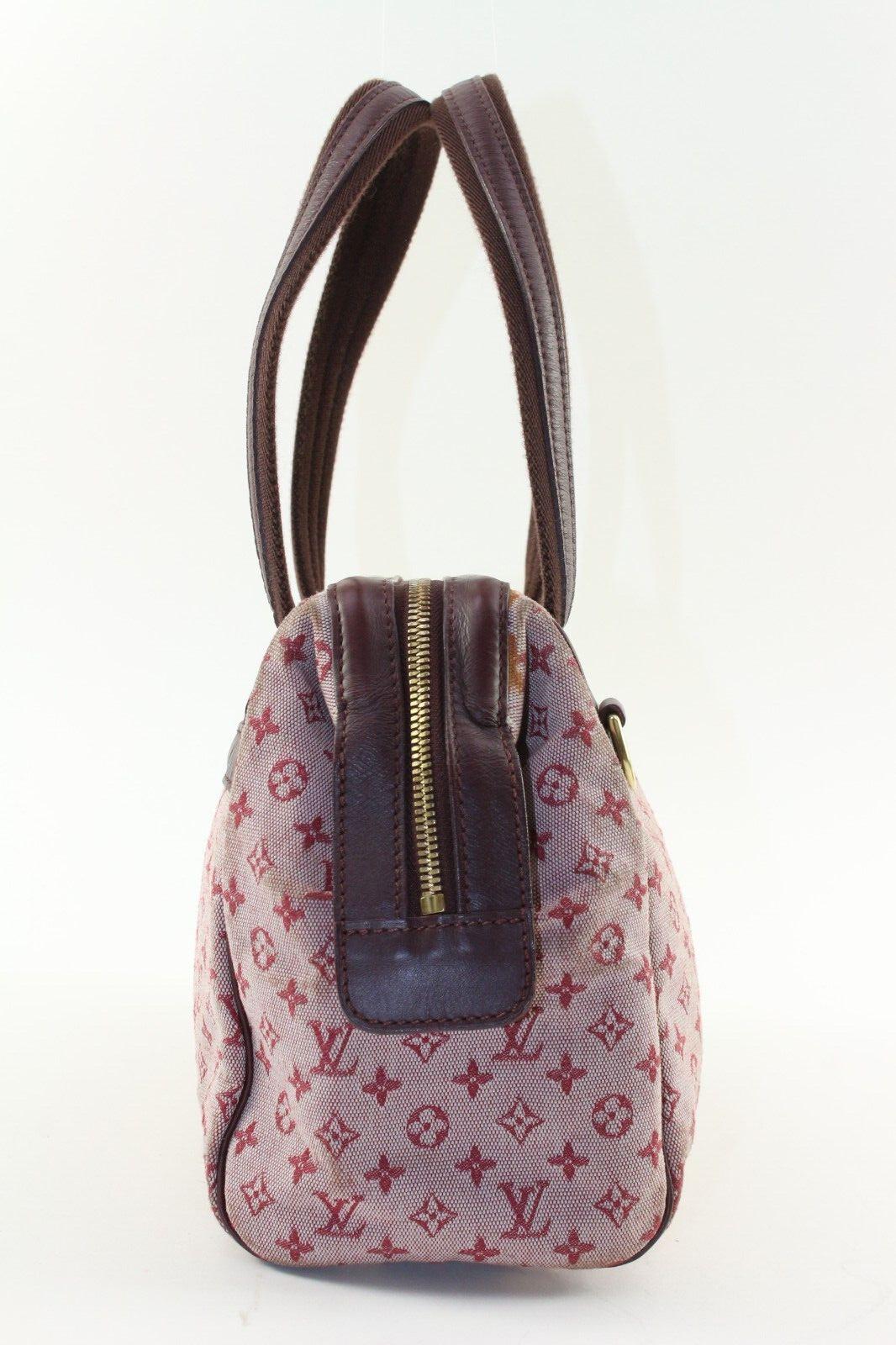 LOUIS VUITTON Monogrammierte Mini Lin Josephine Boston Tasche Bordeaux x Rosa 9LV1222K im Angebot 7