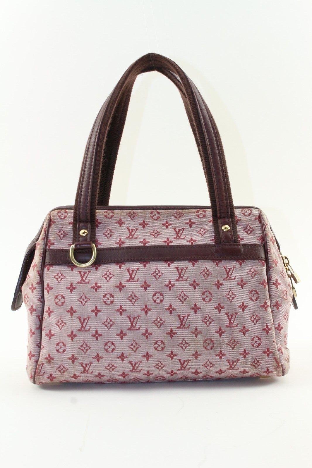 LOUIS VUITTON Monogram Mini Lin Josephine Boston Bag Bordeaux x Pink 9LV1222K For Sale 8