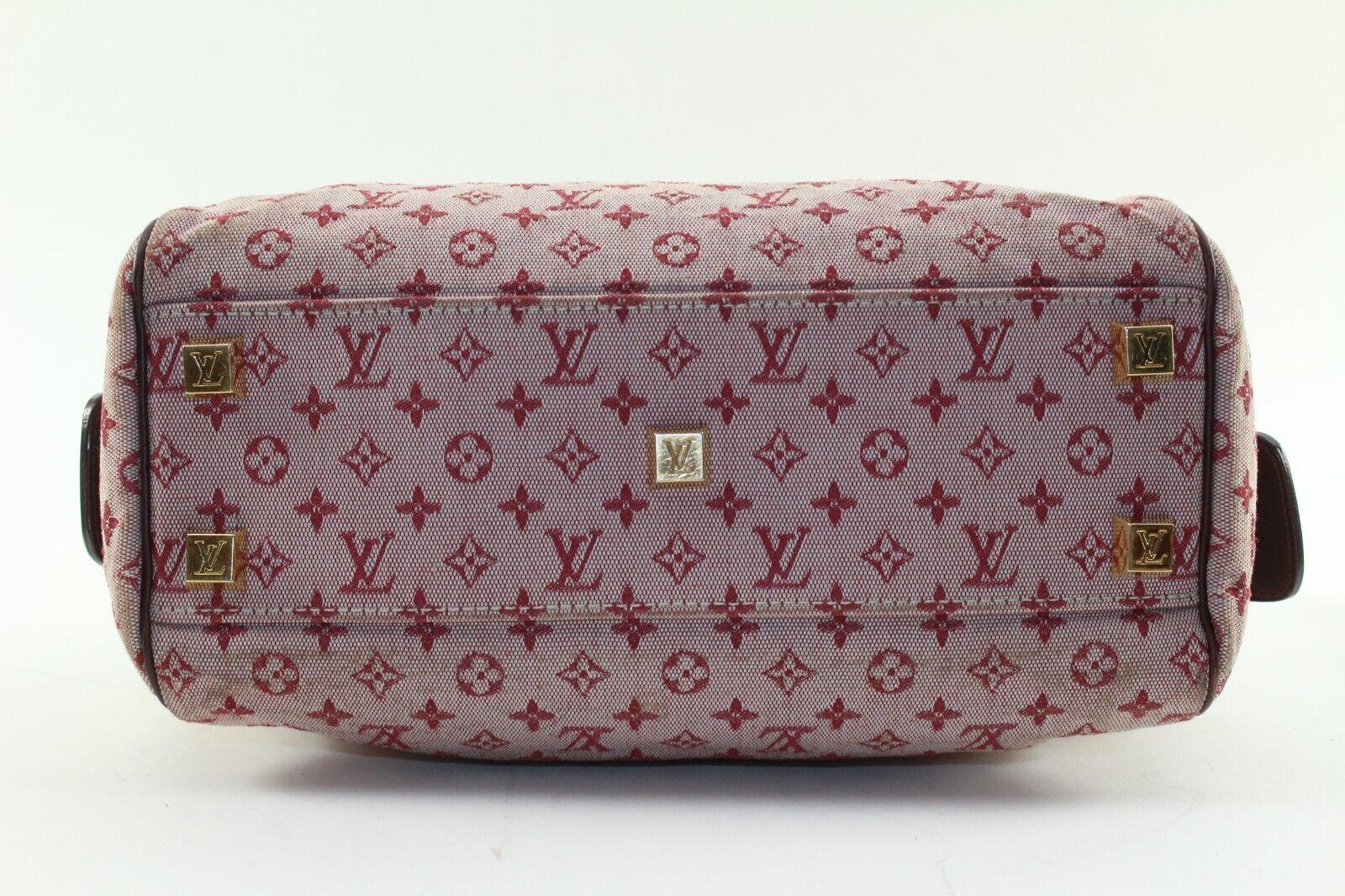 LOUIS VUITTON Monogram Mini Lin Josephine Boston Bag Bordeaux x Pink 9LV1222K For Sale 2