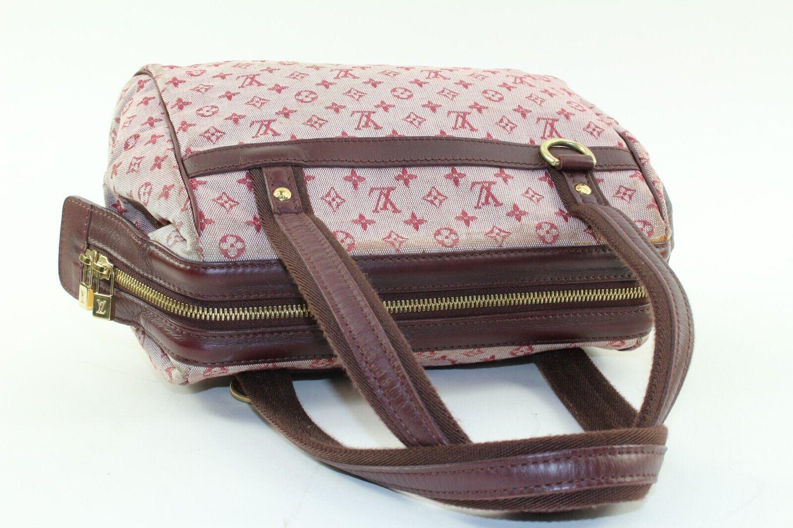 LOUIS VUITTON Monogram Mini Lin Josephine Boston Bag Bordeaux x Pink 9LV1222K For Sale 2