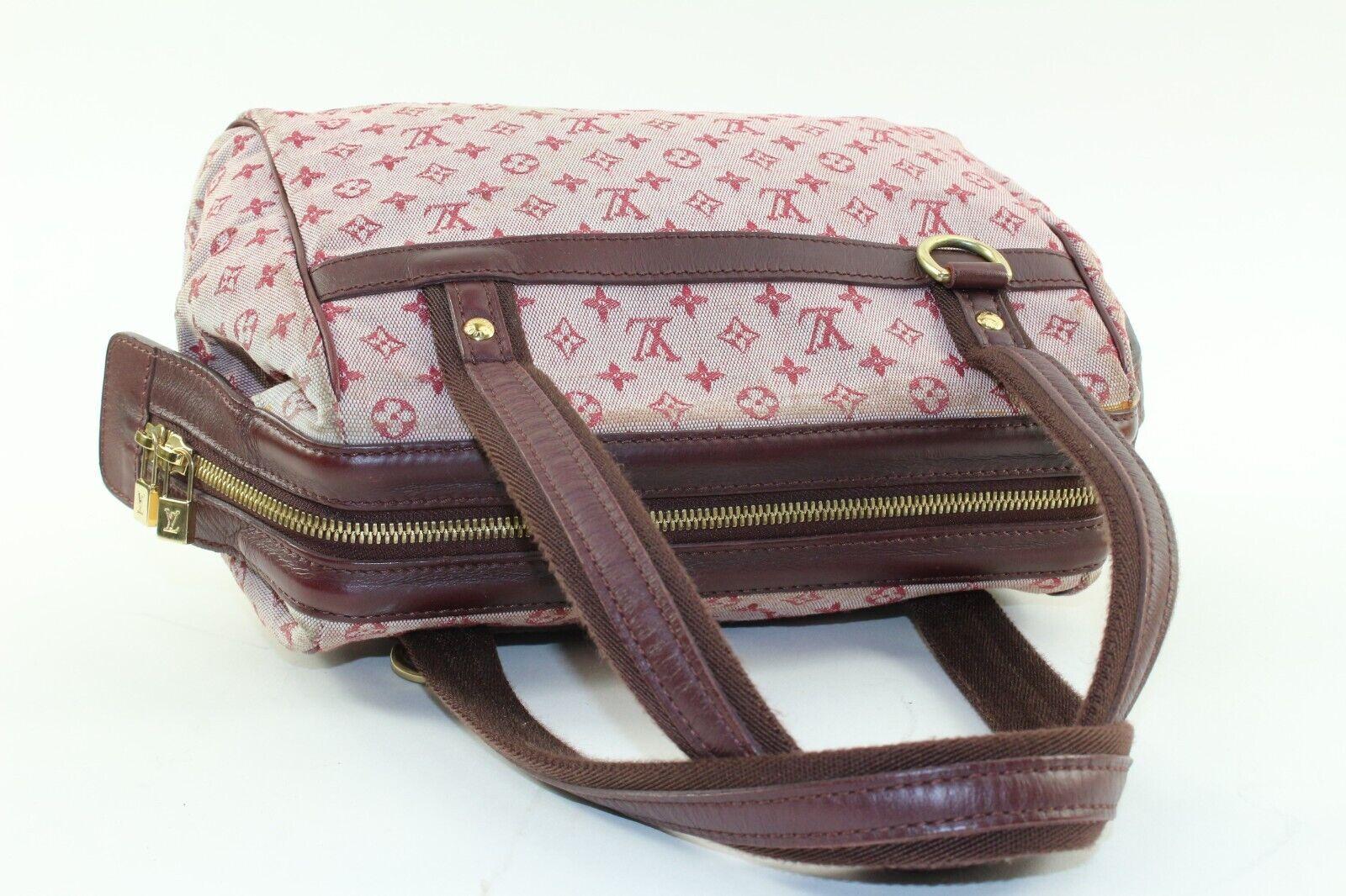 LOUIS VUITTON Monogrammierte Mini Lin Josephine Boston Tasche Bordeaux x Rosa 9LV1222K im Angebot 3