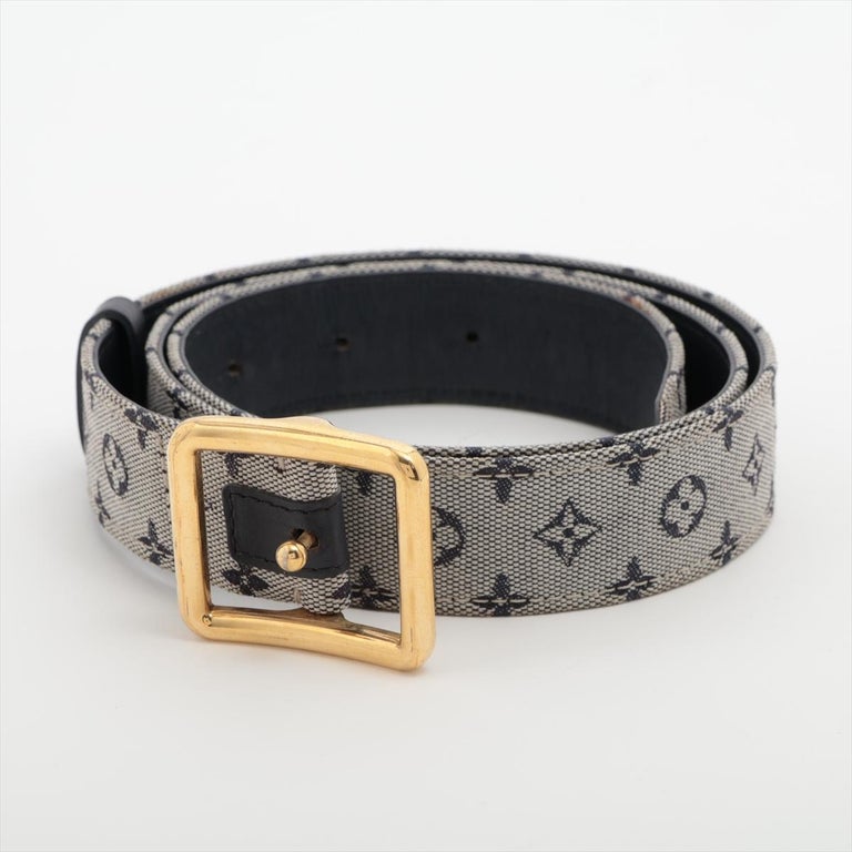 Louis Vuitton Monogram Mini Lin Leather Belt Black x White  display picture 3