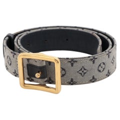 Louis Vuitton Cinturón de Piel Monograma Mini Lin Negro x Blanco