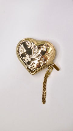 Louis Vuitton Monogram Miroir Heart Coin Purse Gold