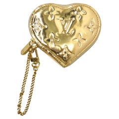 Louis Vuitton Monogram Miroir Heart Coin Purse Gold