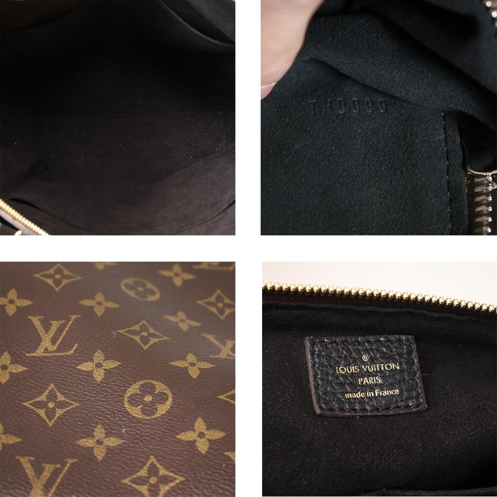 Brand: Louis Vuitton
Size: Medium
Handles: Handle Drop: 7.5” Shoulder Strap Drop: 18”
Measurements: Length: 18” Width: 6” Height: 10.5”
Materials: Monogram Canvas & Black Leather Outer, Black Suede Interior Lining
Gold Tone Hardware
Interior: Black