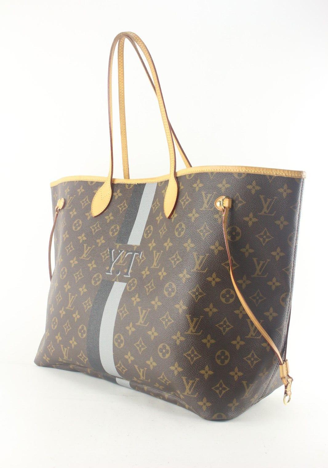 Removing gold initials heat stamp from a Louis Vuitton Neverfull 