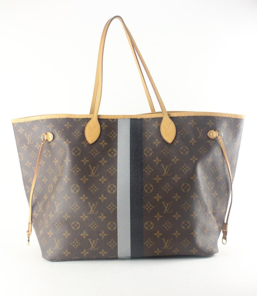 LOUIS VUITTON Monogram Mon Neverfull GM Grey Black Tote 2LV817K In Good Condition In Dix hills, NY